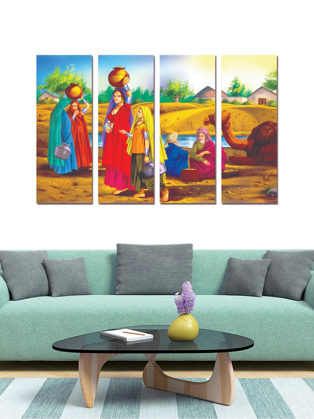 

Gallery99 Set Of 4 Brown & Yellow Rajasthani Culture Painting Wall Art