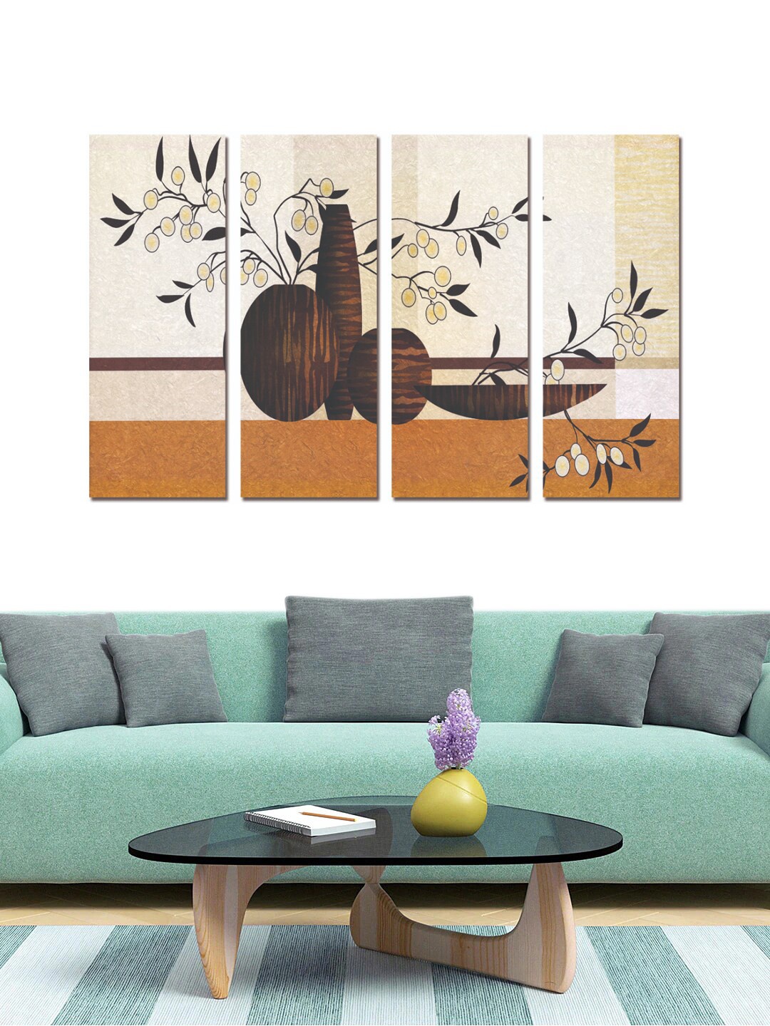 

Gallery99 Set Of 4 Brown Morden Floral Painting Wall Art