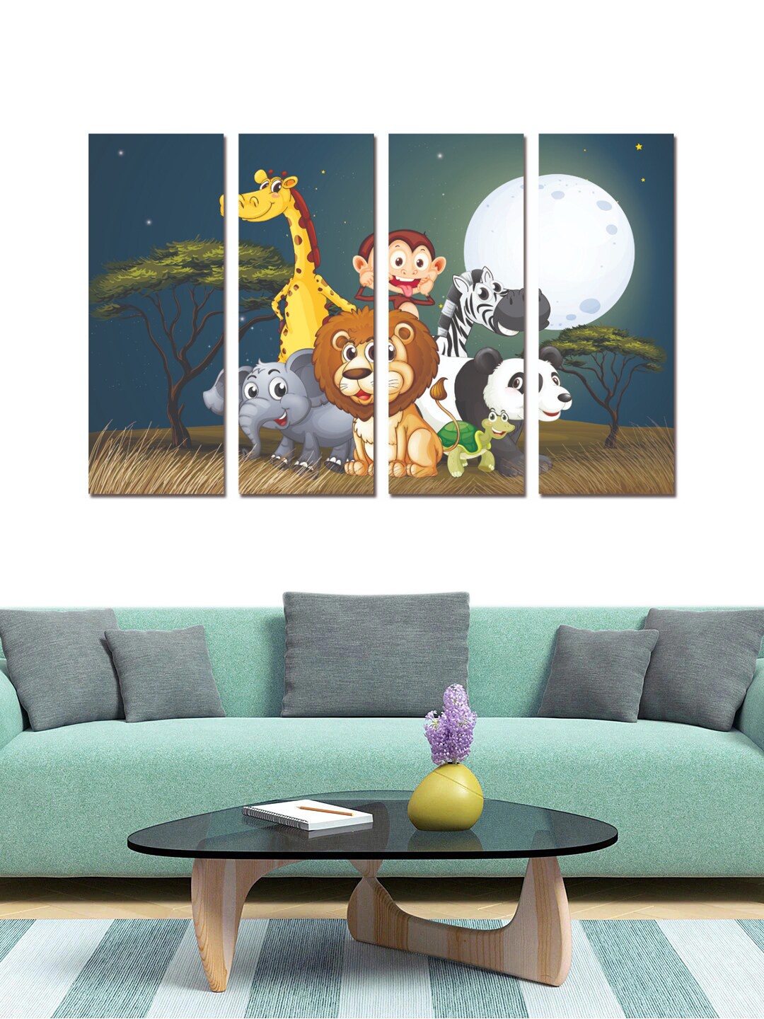 

Gallery99 Set Of 4 Painted Blue & Yellow Painted Wall Art