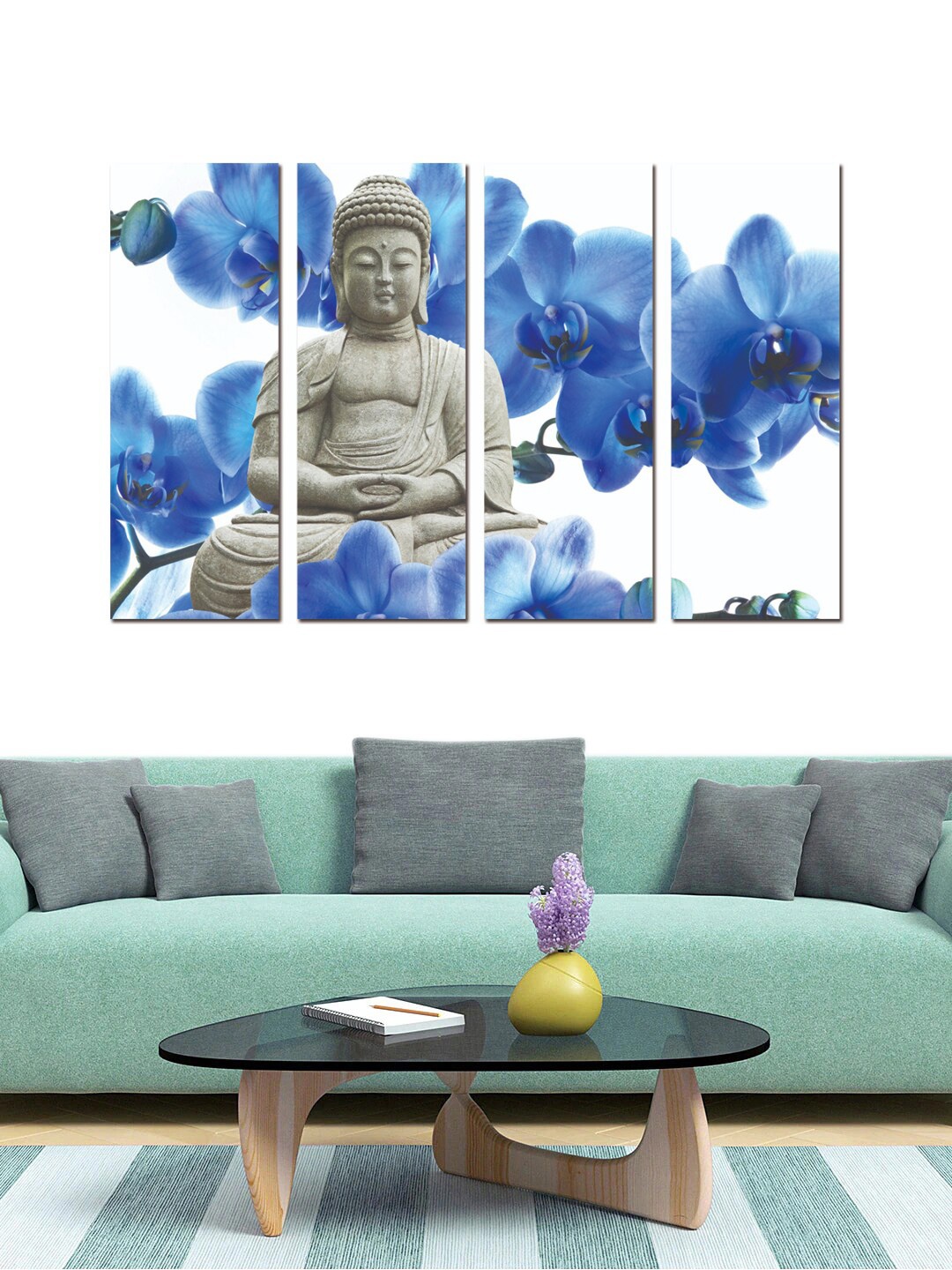 

Gallery99 Set of 4 Blue Abstract Painting Framed Canvas Wall Art