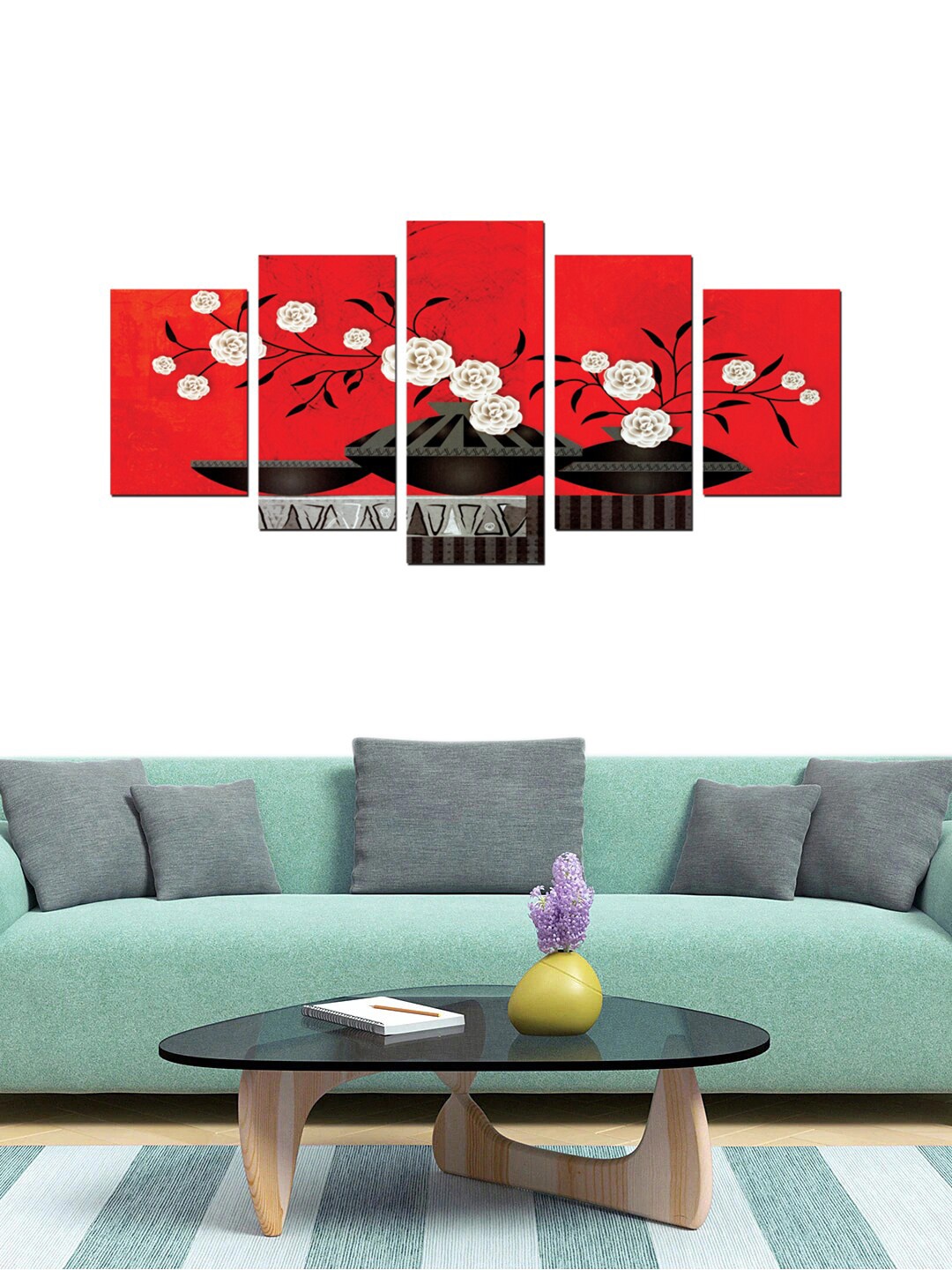 

Gallery99 Set of 5 Red Abstract Painting Framed Canvas Wall Art