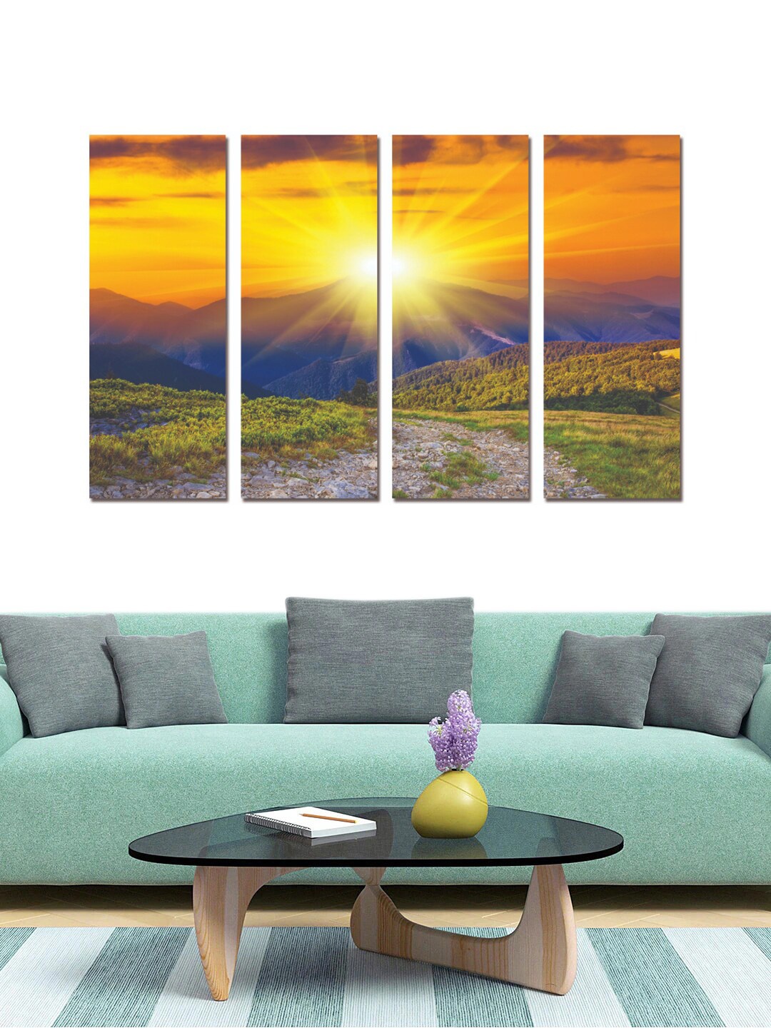 

Gallery99 Set Of 4 Yellow Sunrise Painting Wall Art