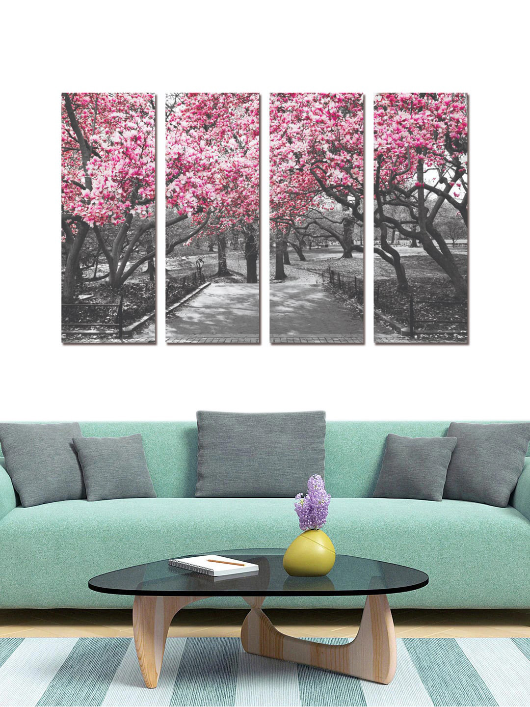 

Gallery99 Set Of 4 Pink & Grey Printed Framed Wall Art