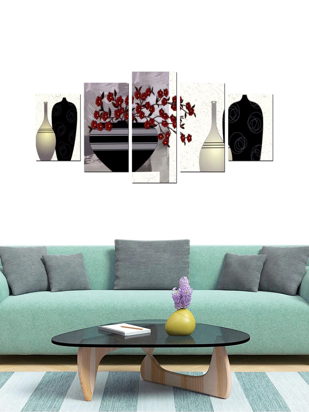 

Gallery99 Set Of 5 Black Floral Them Painted Wall Art