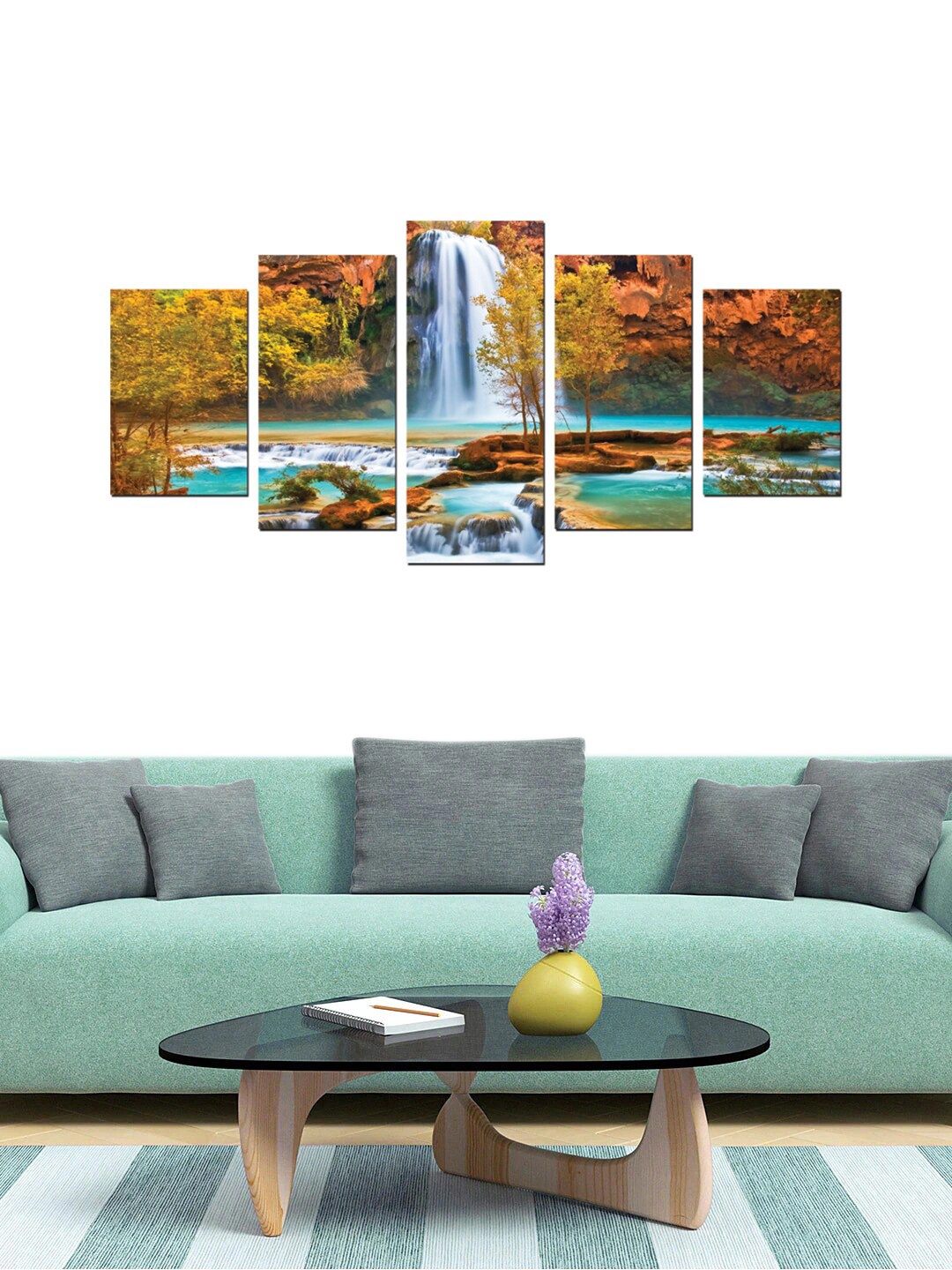 

Gallery99 Set Of 5 Water Fall Beautiful Painting Wall Art, Green