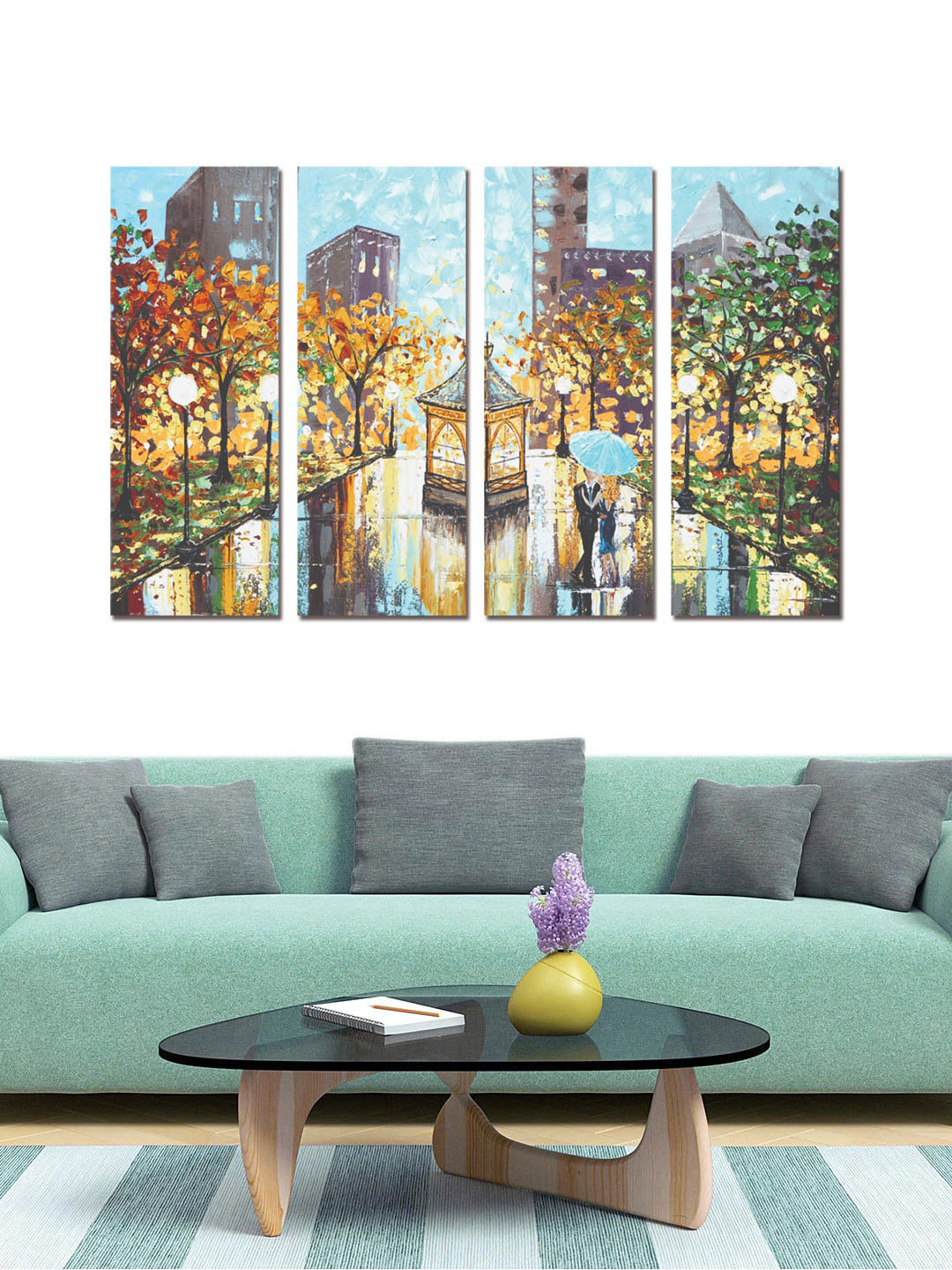 

Gallery99 Set Of 4 Blue & Yellow Printed Framed Wall Painting