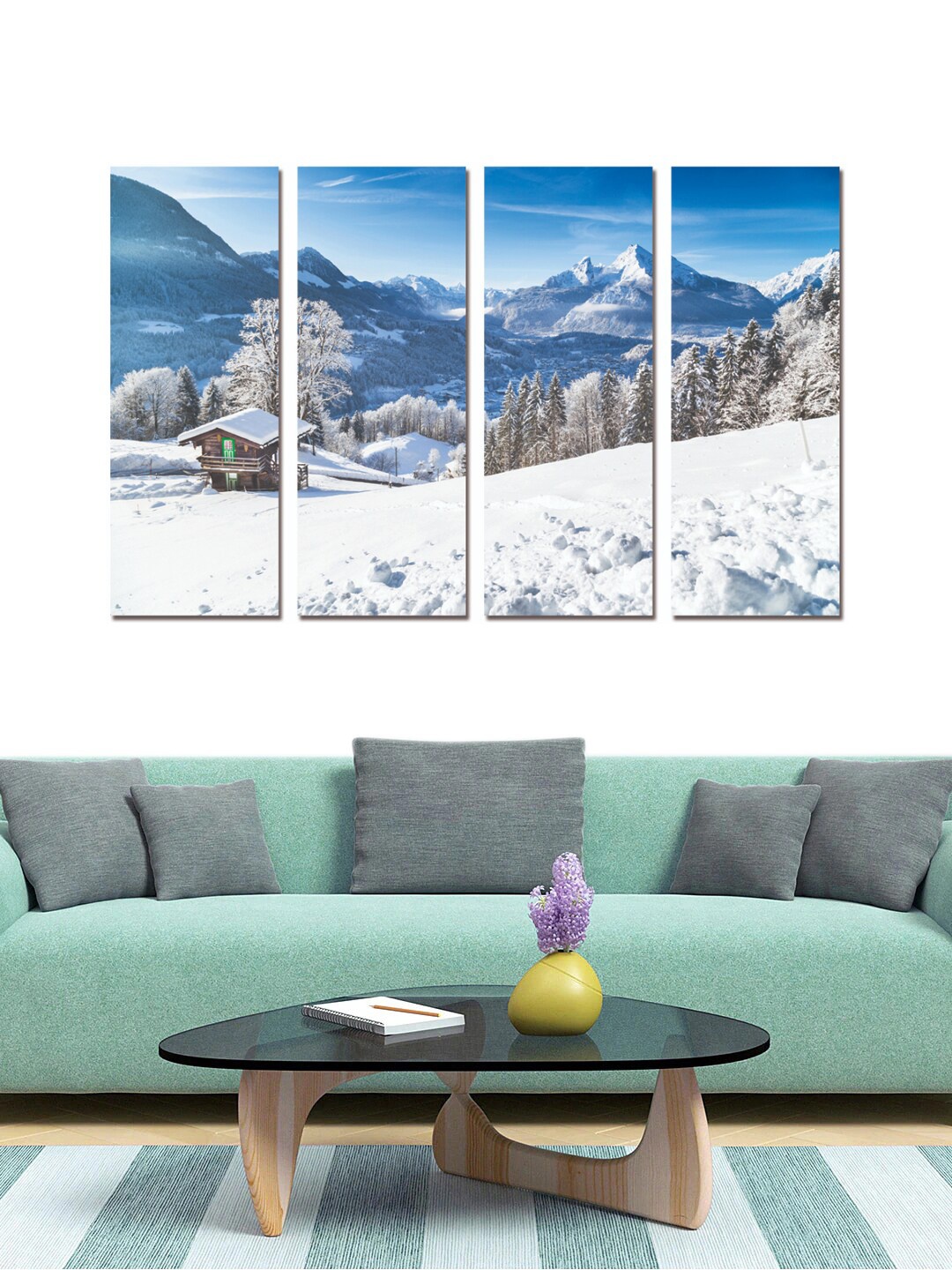 

Gallery99 Set Of 4 Blue & White Majestic Winter Painting Wall Art