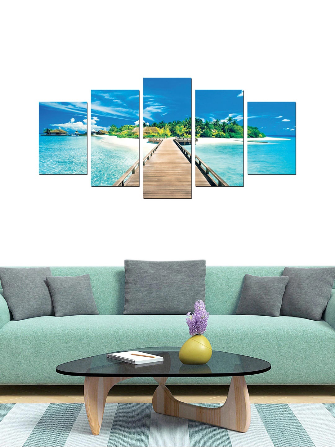 

Gallery99 Set Of 5 Blue & Beige Printed Framed Wall Painting