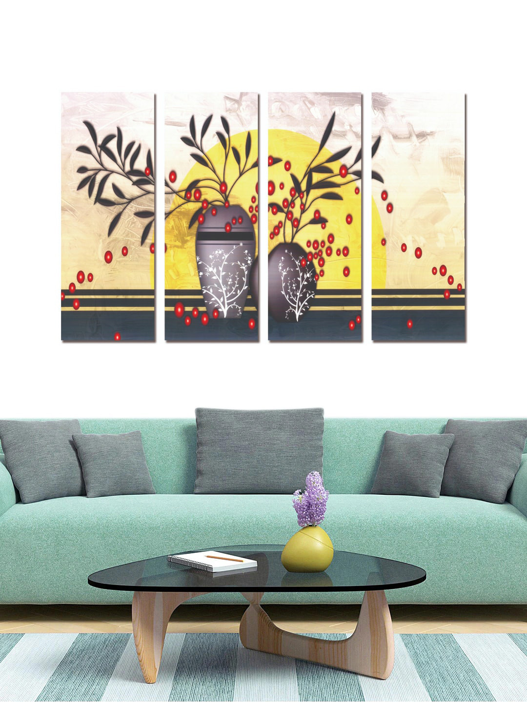 

Gallery99 Grey & Yellow Floral Pinewood High Quality Painting Wall Art