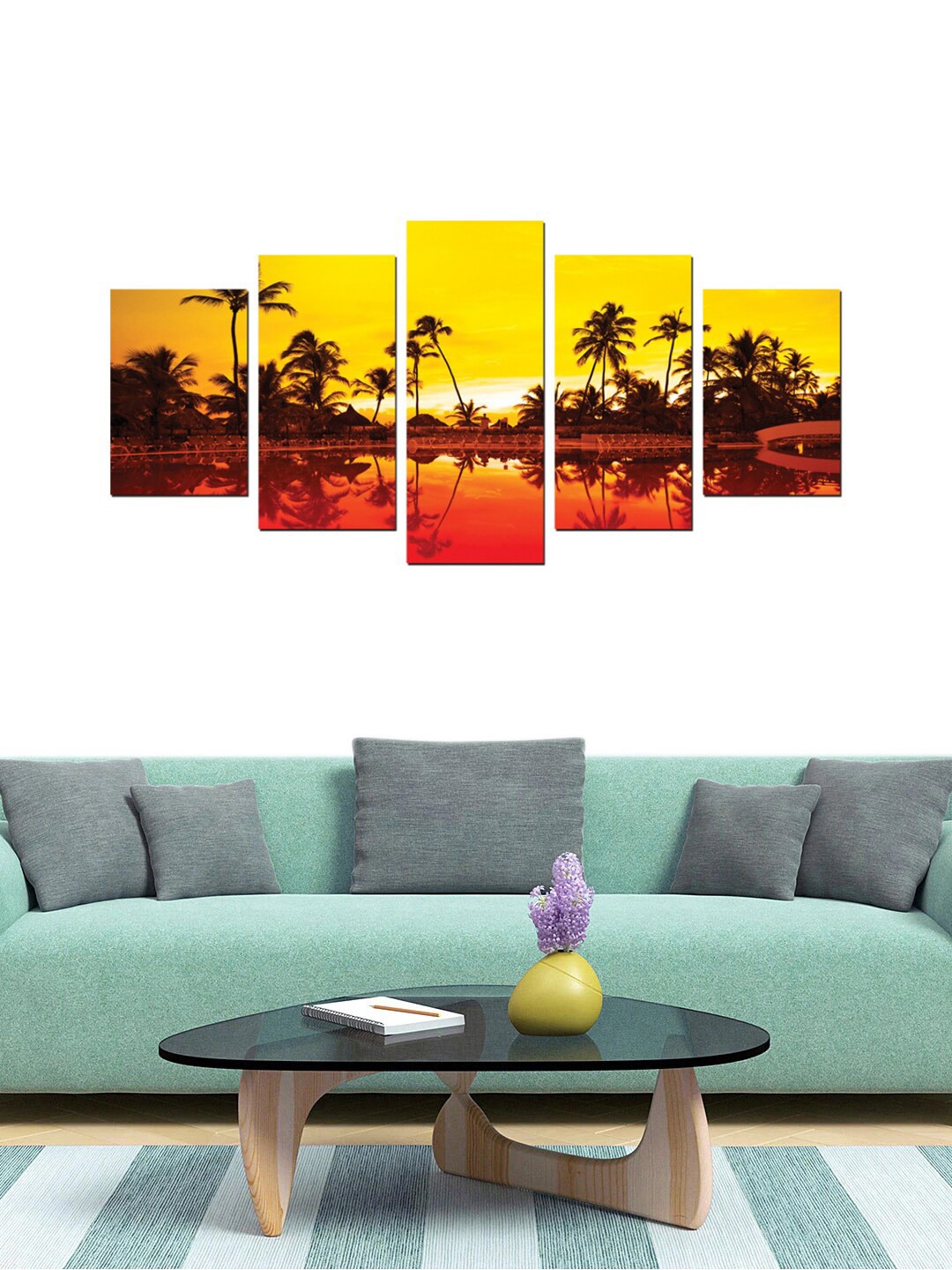 

Gallery99 Set of 5 Yellow & Orange Abstract Painting Framed Canvas Wall Art