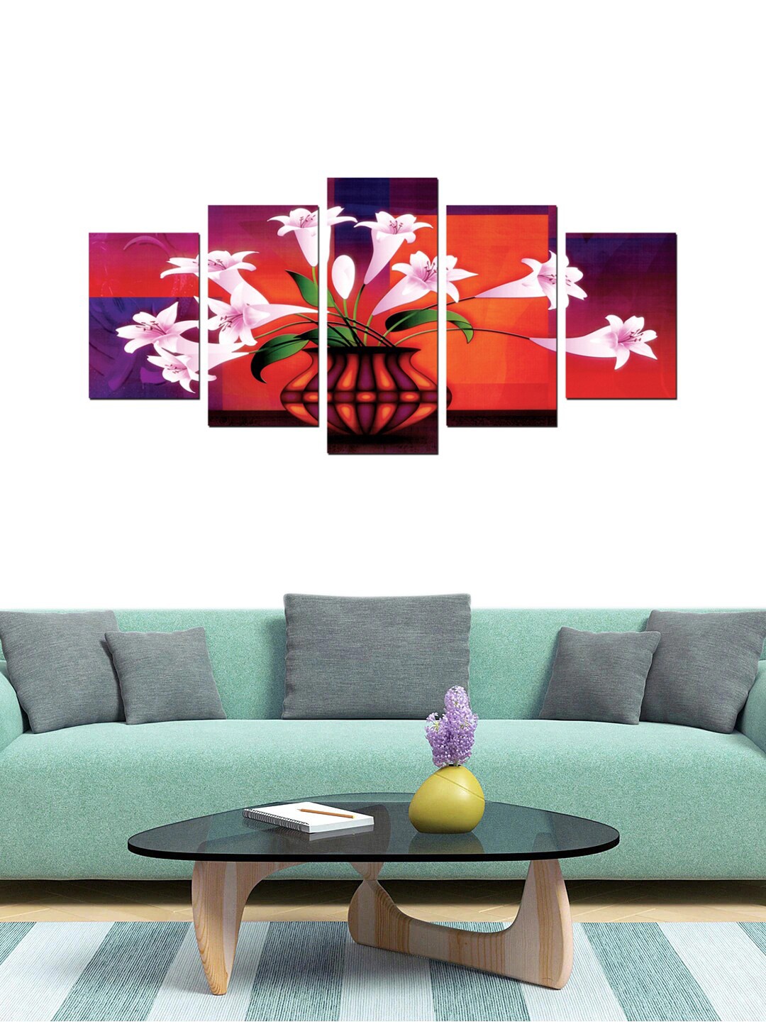 

Gallery99 Set Of 5 Red Floral Flower Painting Wall Art