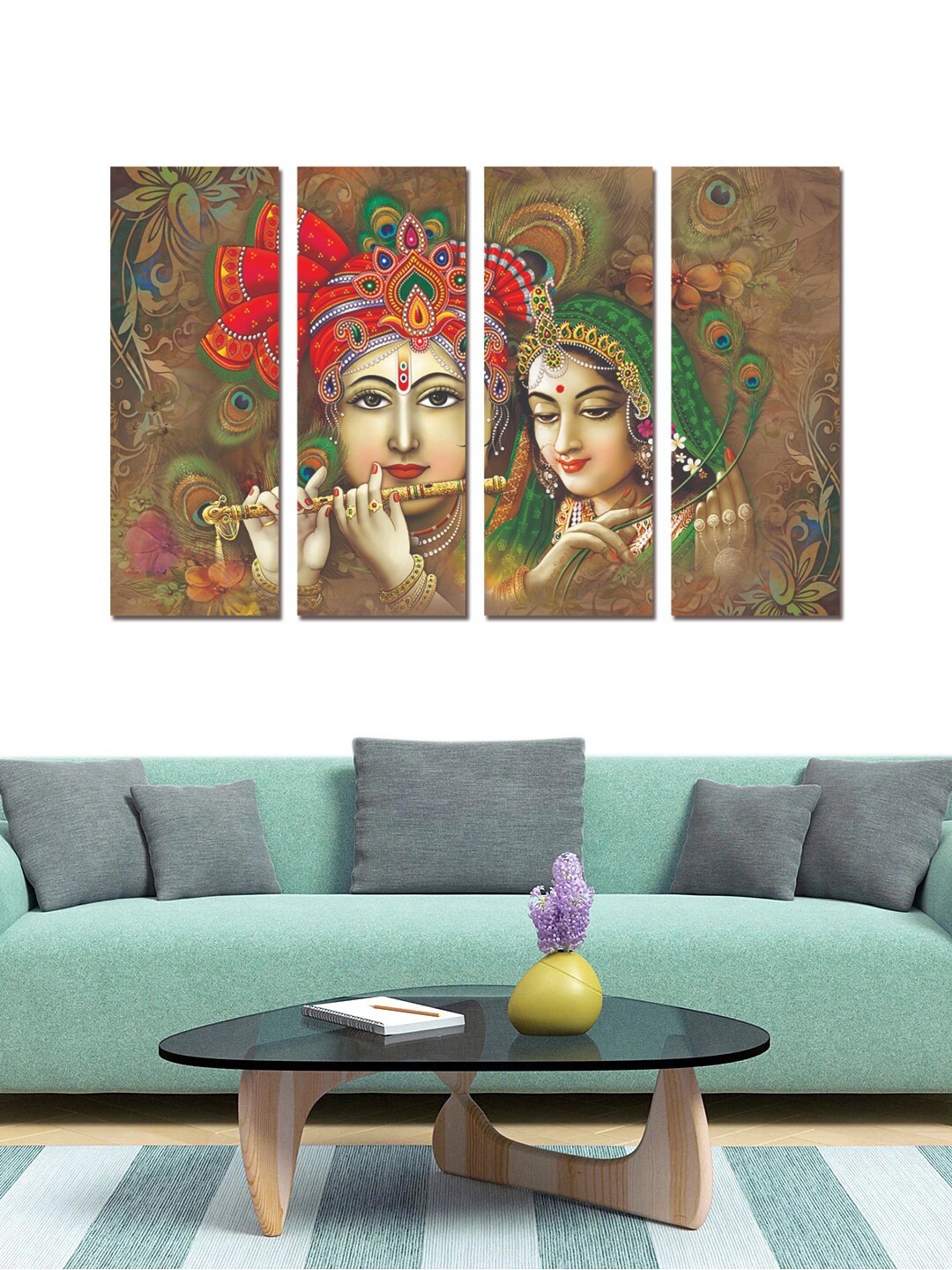 

Gallery99 Set Of 4 Brown Radha Krishna Wall Art