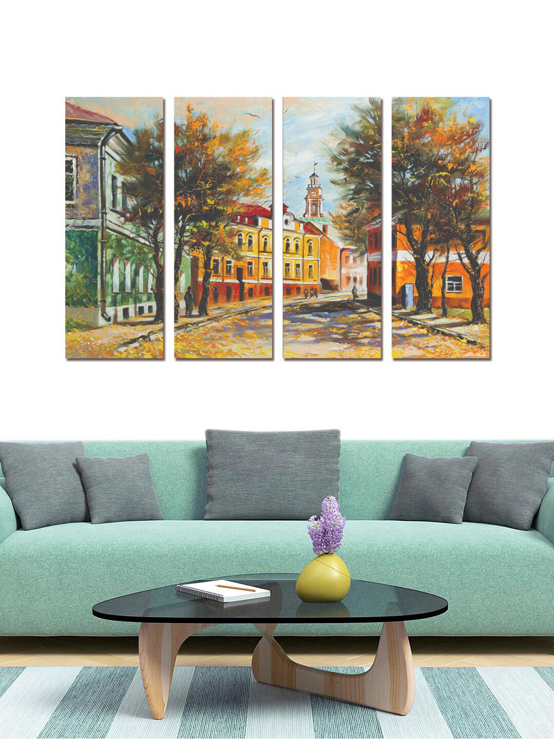 

Gallery99 Set of 4 Abstract Painting Framed Canvas Wall Art, Yellow