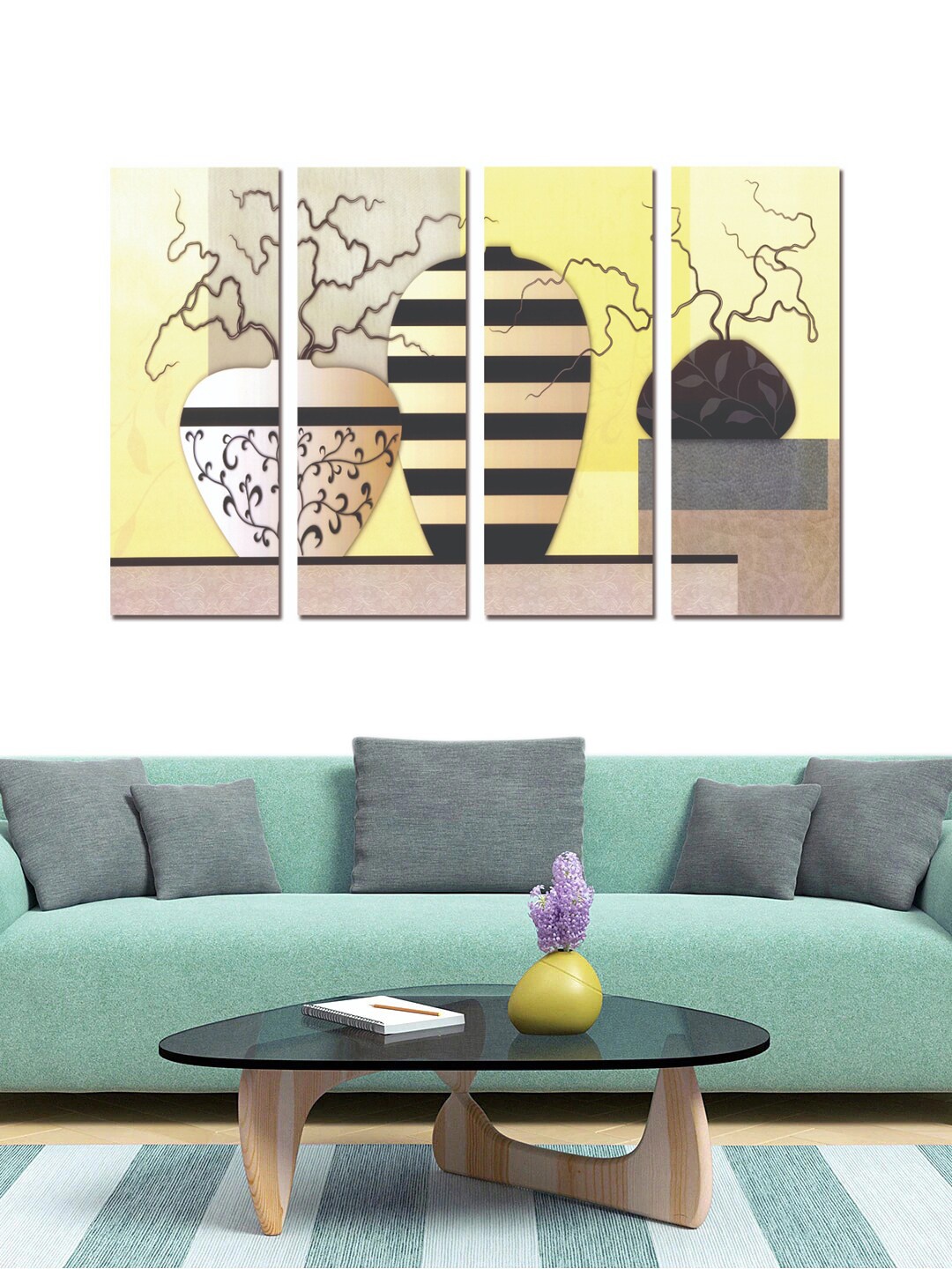 

Gallery99 Set Of 4 Yellow Floral Painted Wall Art