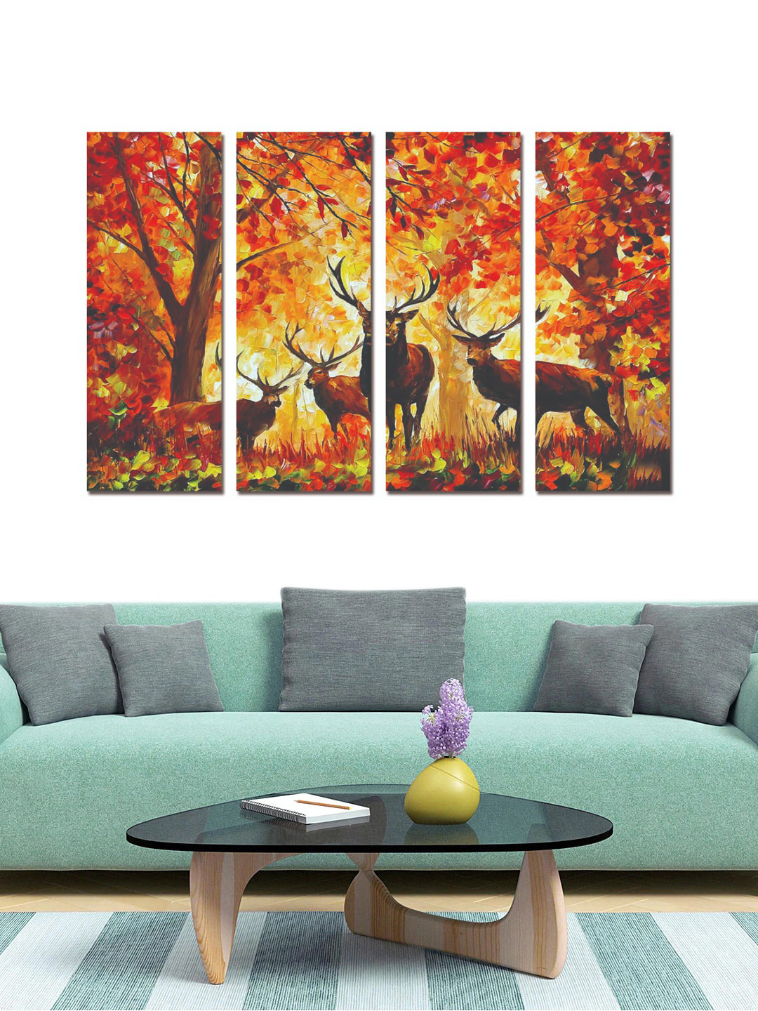 

Gallery99 Set Of 4 Red & Yellow Printed Framed Wall Art