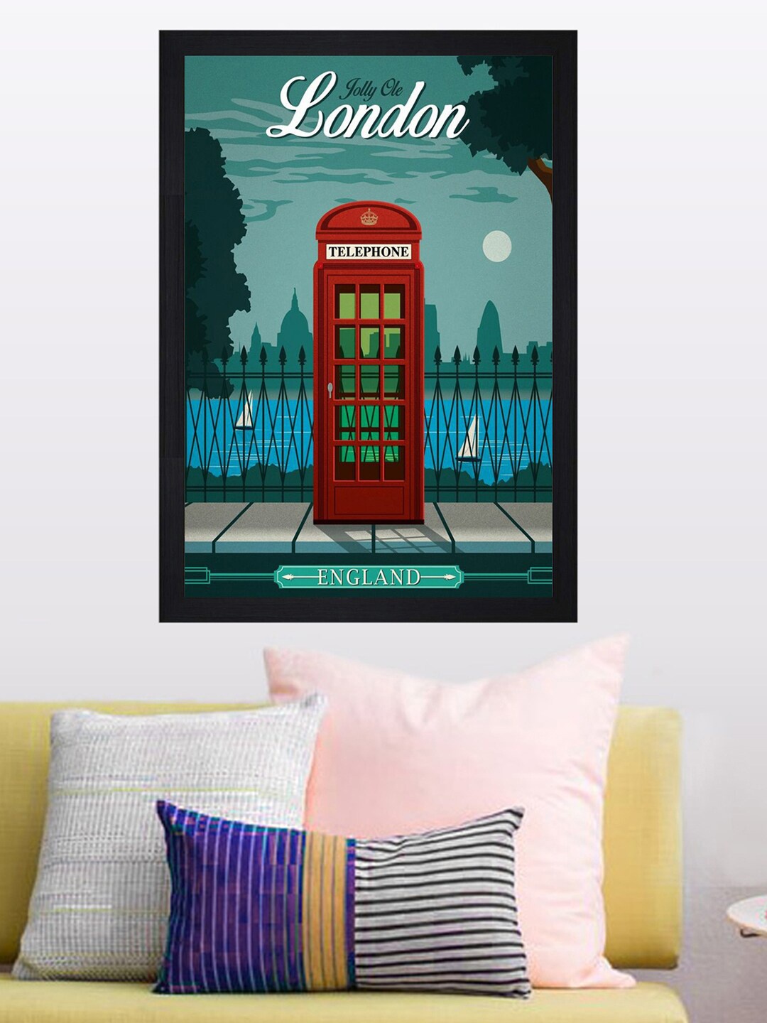

Gallery99 Teal Blue Abstract Painting Framed Canvas Wall Art