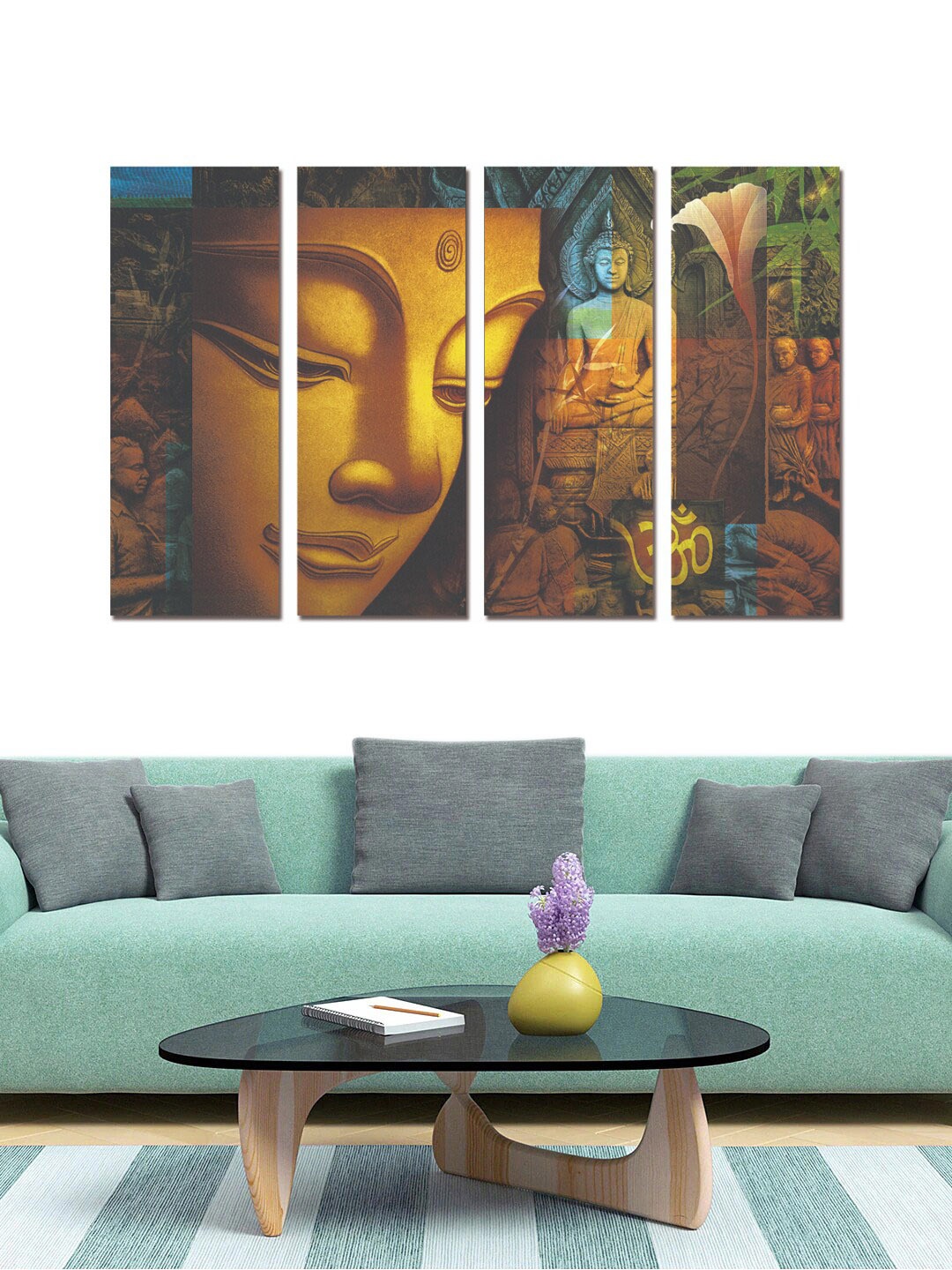 

Gallery99 Set Of 4 Brown Buddha & Om Painted Wall Art