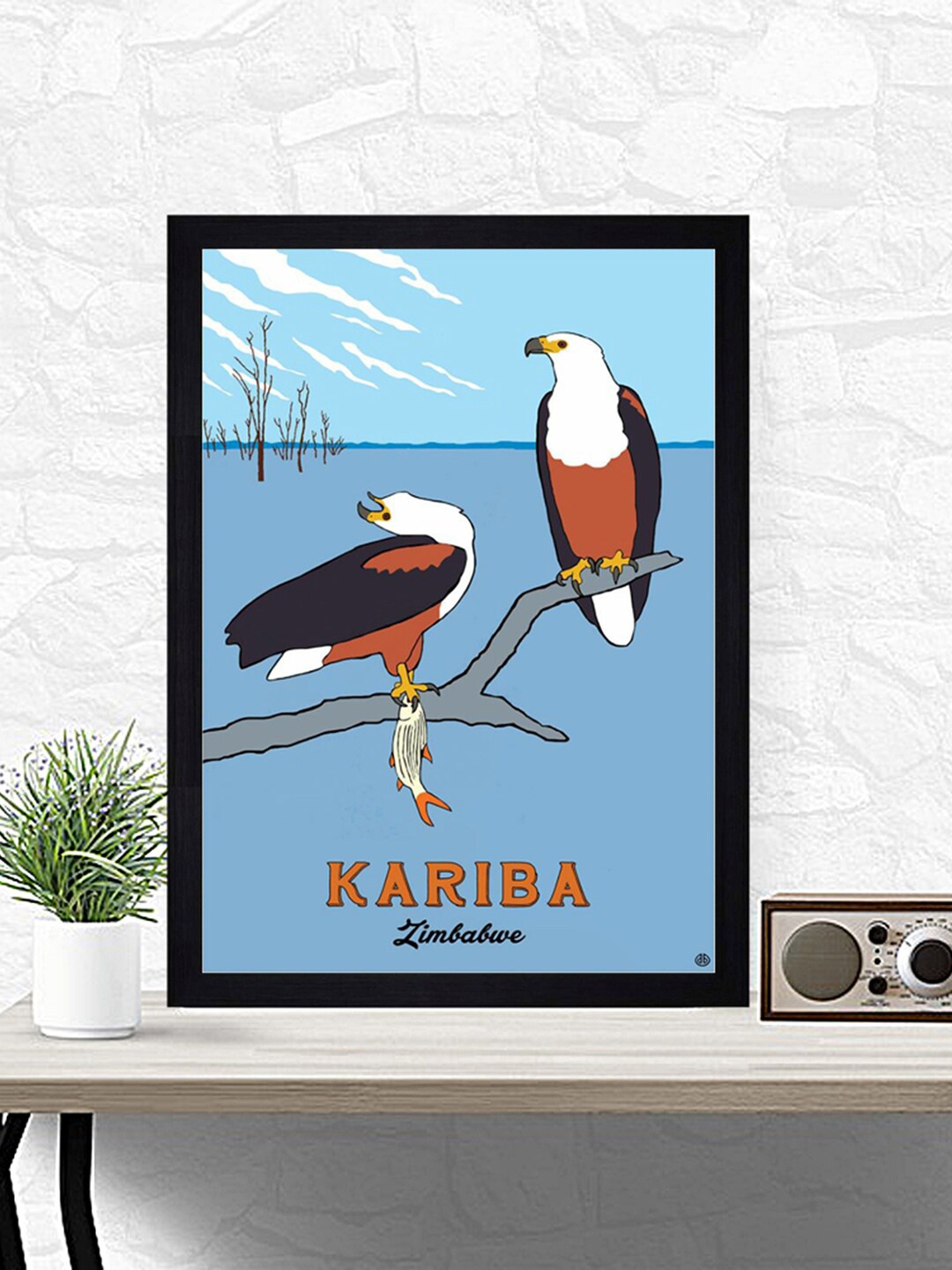 

Gallery99 Blue & Brown Kariba Zimbabwe Framed Canvas Art Print Wall Art