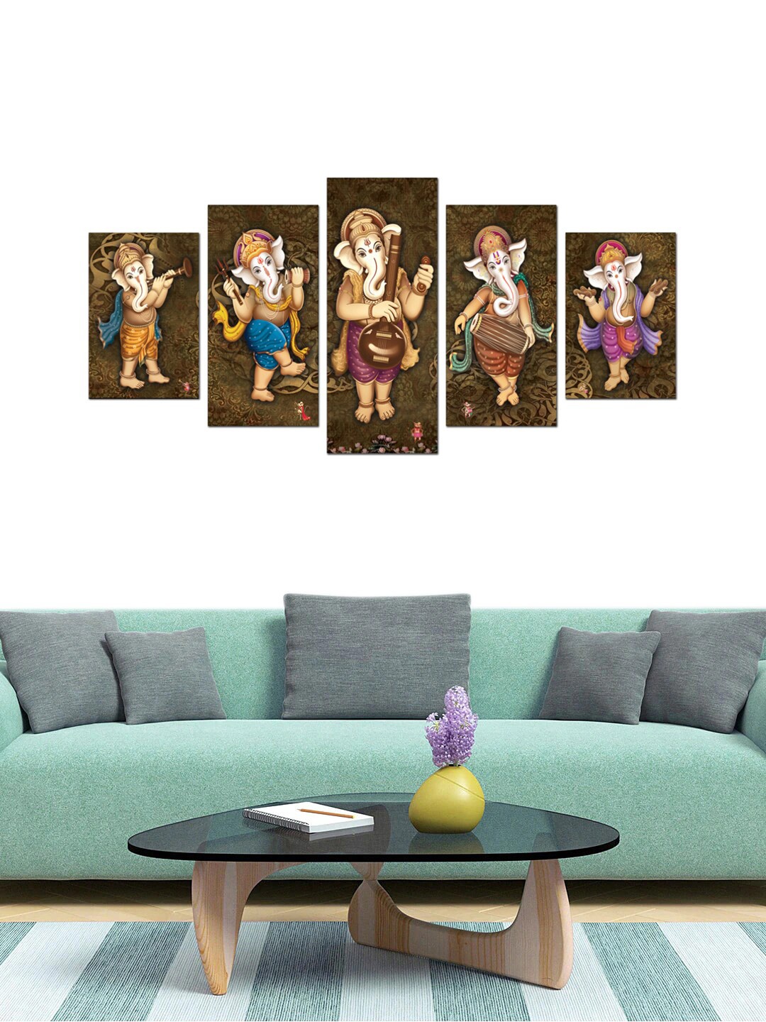 

Gallery99 Set Of 5 Brown God Ganesha Painting Wall Art