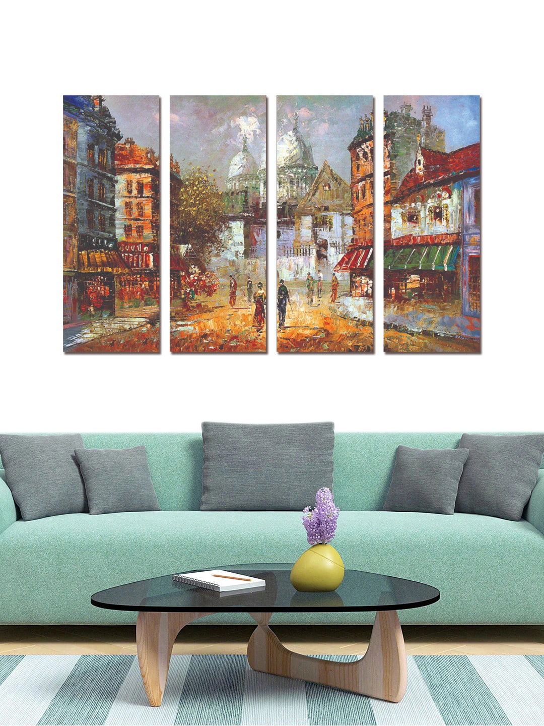 

Gallery99 Set Of 4 Brown & Blue Printed Framed Wall Art