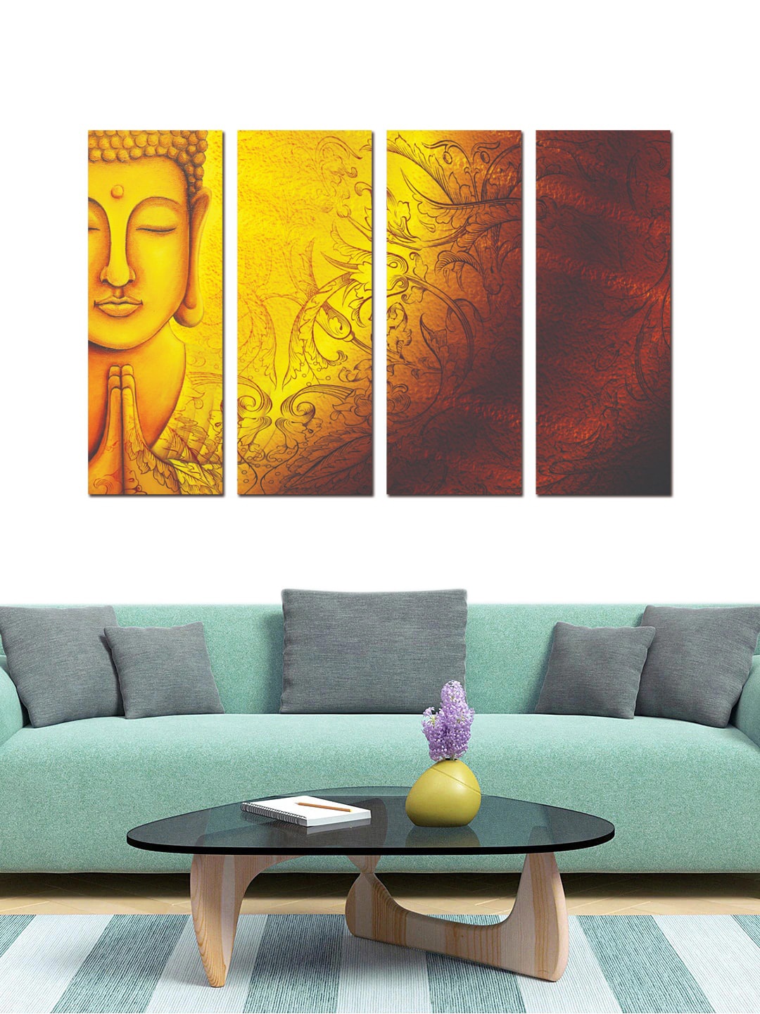 

Gallery99 Set of 4 Abstract Painting Framed Canvas Wall Art, Yellow