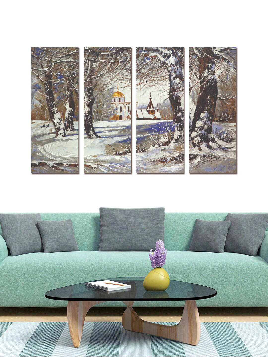 

Gallery99 Set of 4 Abstract Painting Framed Canvas Wall Art, White
