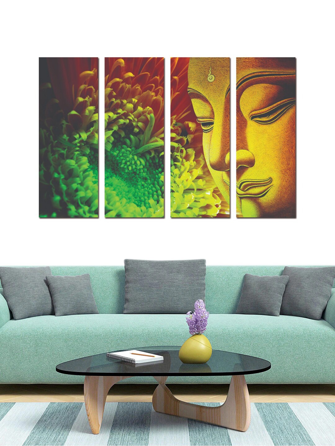 

Gallery99 Set Of 4 Buddhism Painting Panels Wall Art, Yellow