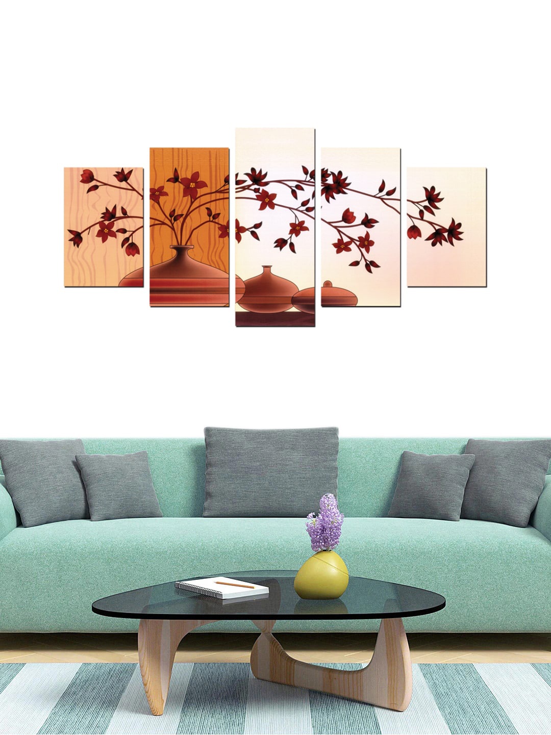 

Gallery99 Set Of 5 Brown & Maroon Printed Framed Wall Art