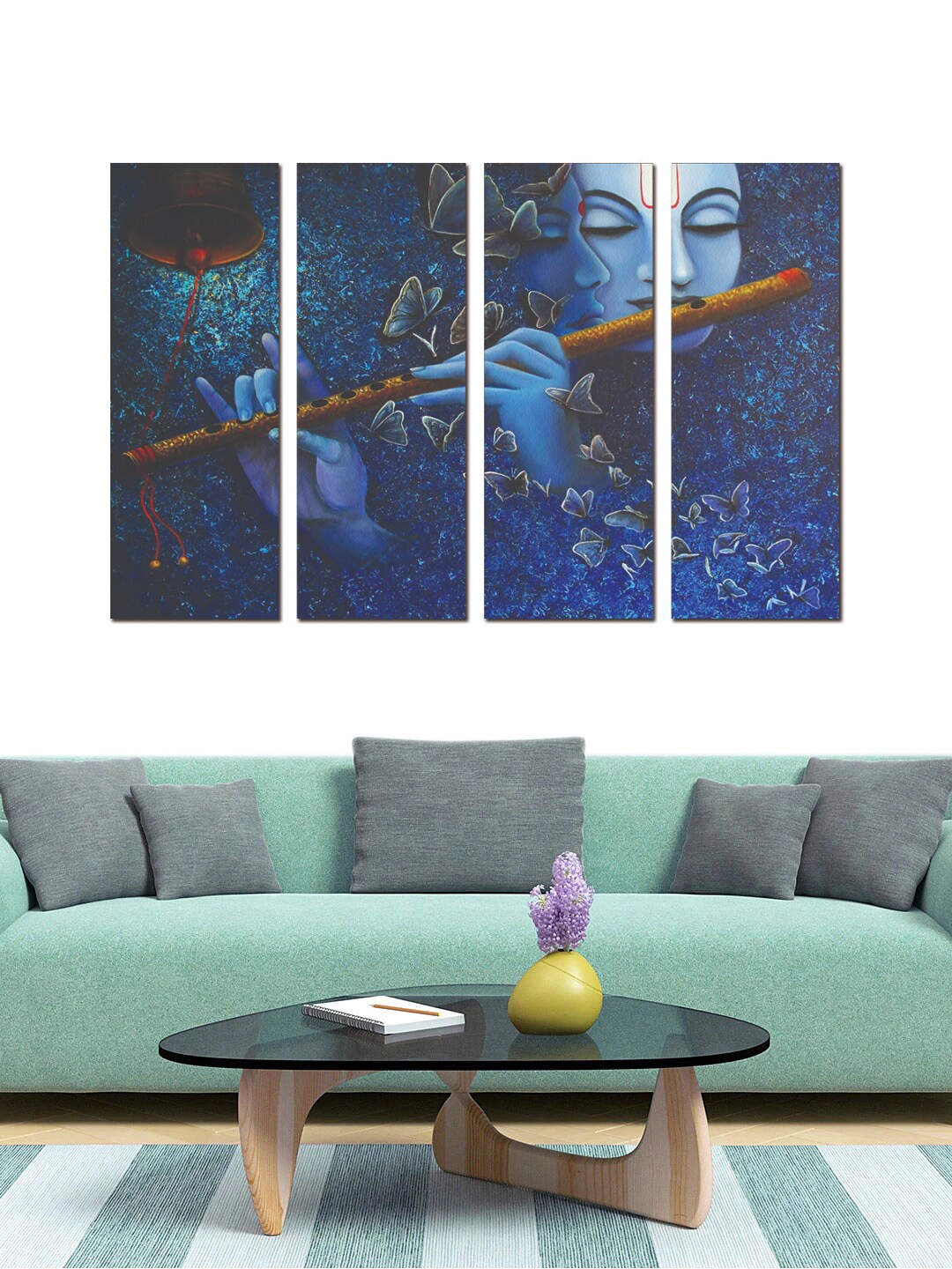 

Gallery99 Set Of 4 Grey Radha Krishna Painting Wall Art