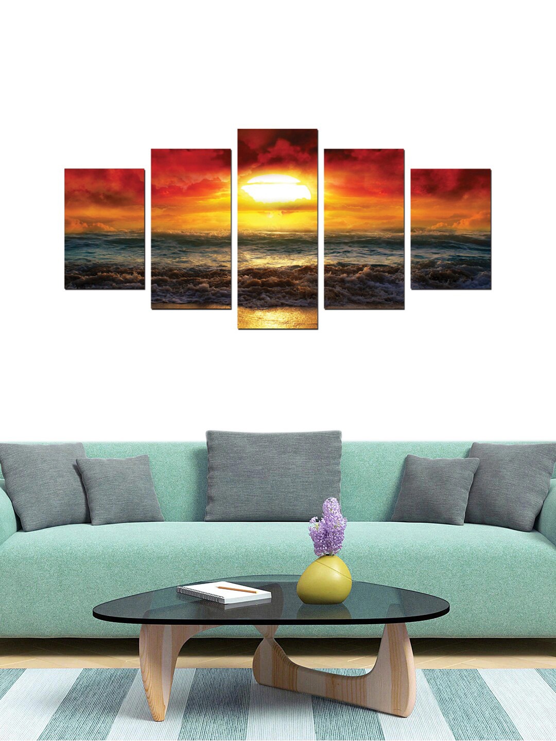 

Gallery99 Set of 5 Abstract Painting Framed Canvas Wall Art, Red