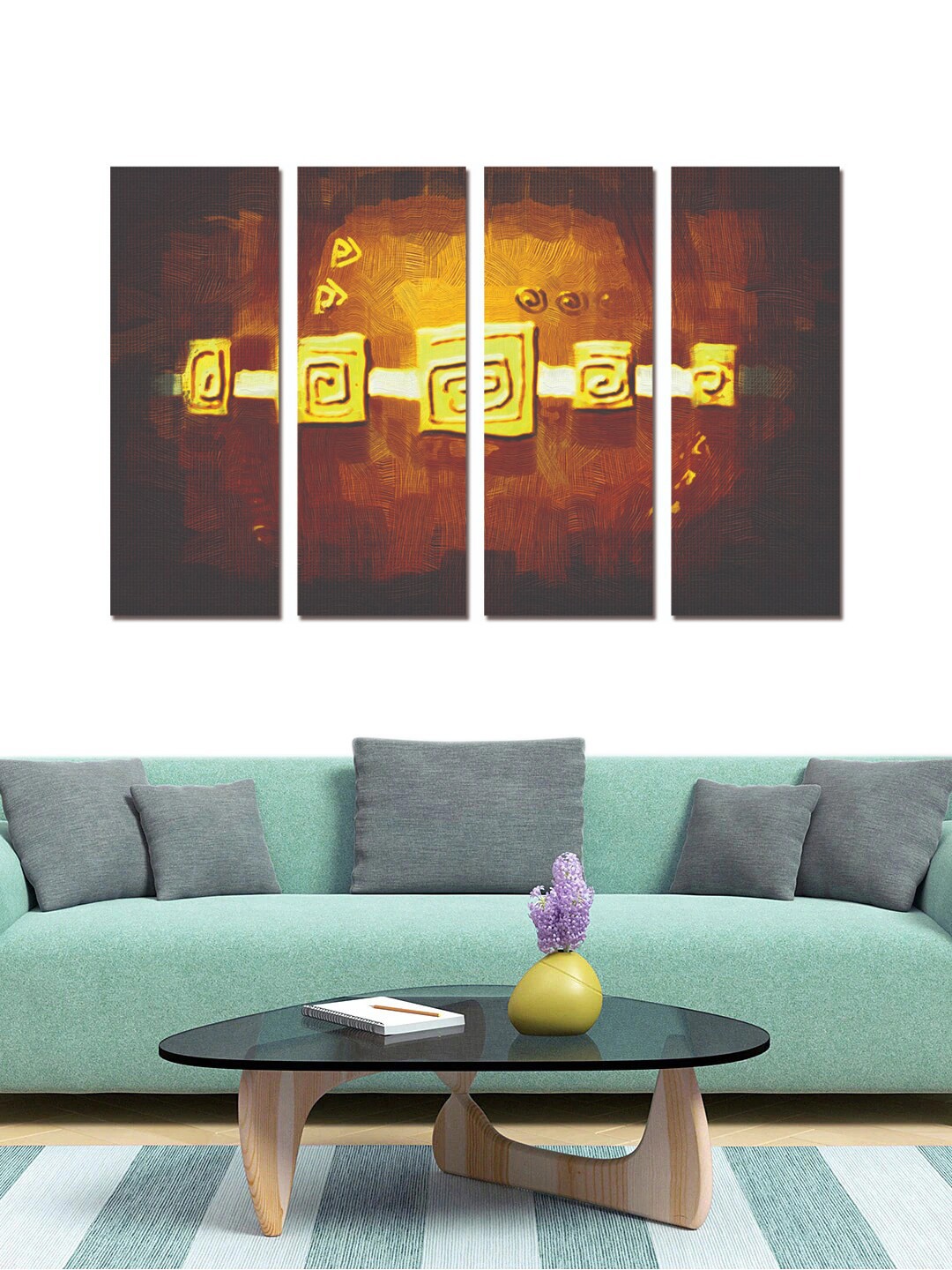 

Gallery99 Set Of 4 Yellow & Brown Printed Framed Modern Wall Art