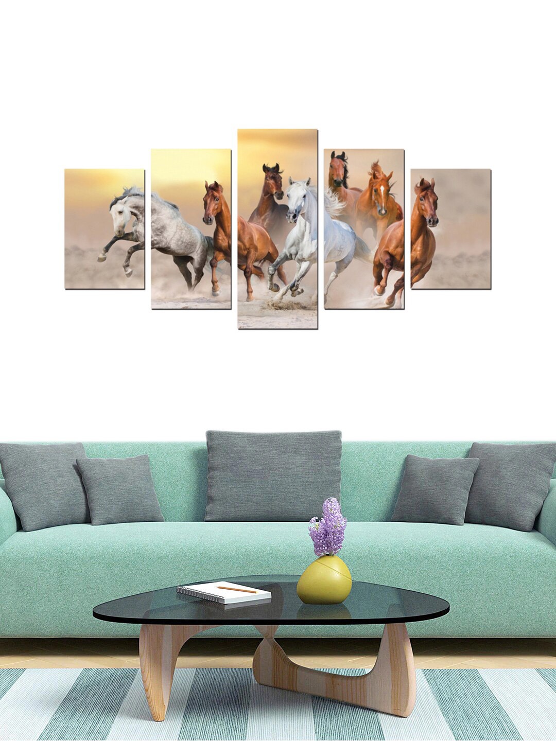 

Gallery99 Set Of 5 White & Brown Horse Home Wall Art