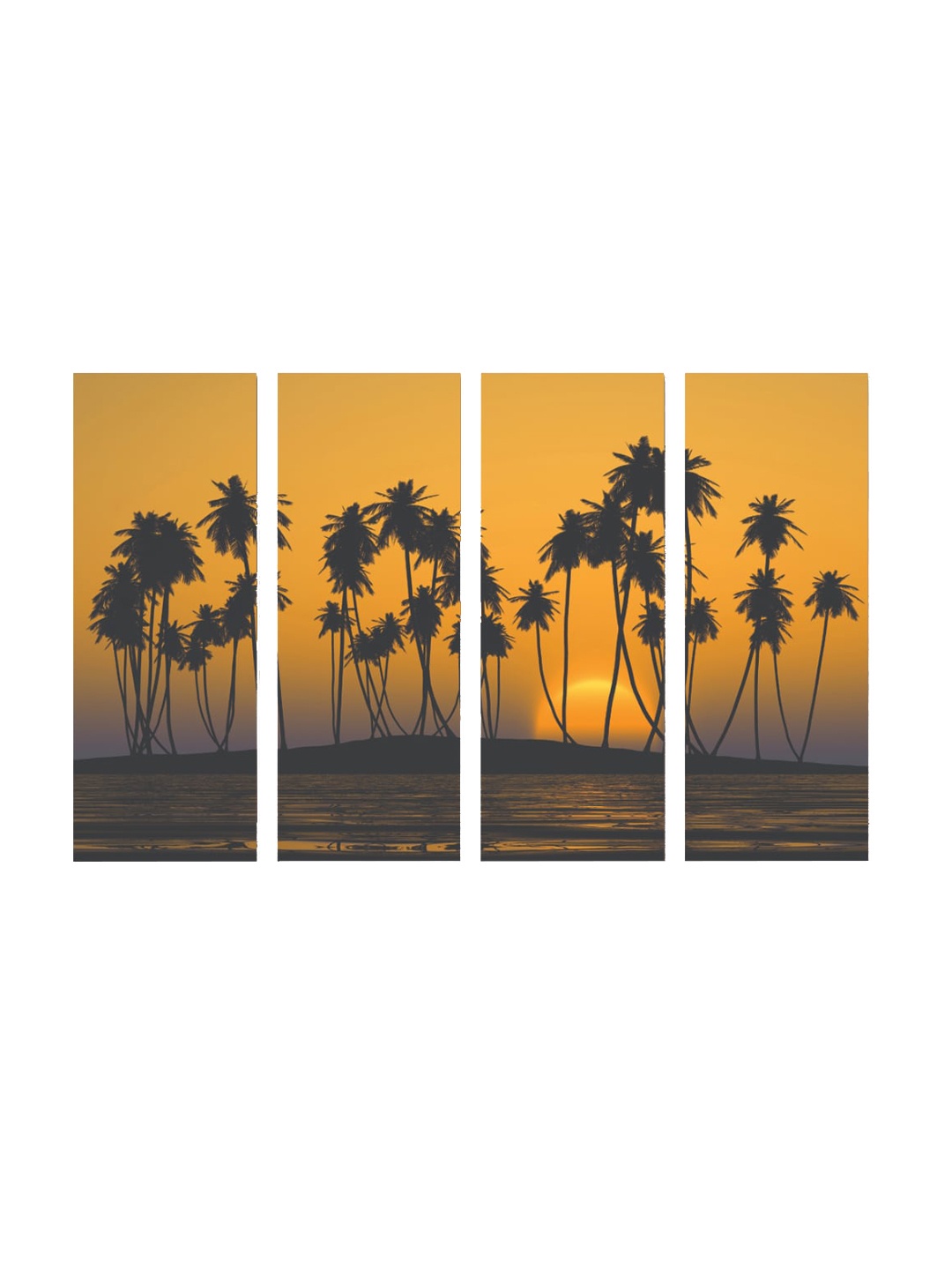 

Gallery99 Set Of 4 Brown Sunrise Pinewood Paintings Wall Art