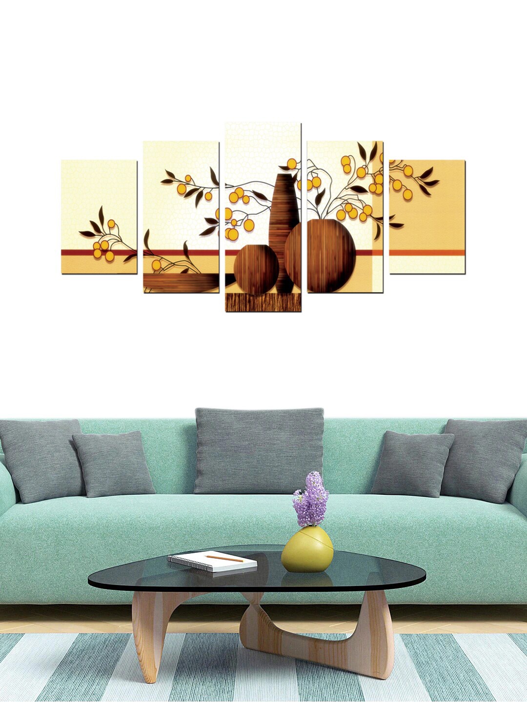 

Gallery99 Set Of 5 Brown Floral Them Painted Wall Art