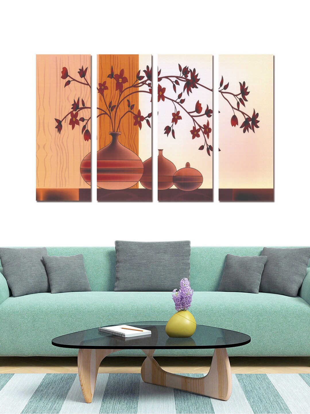 

Gallery99 Set of 4 Brown Abstract Painting Framed Canvas Wall Art