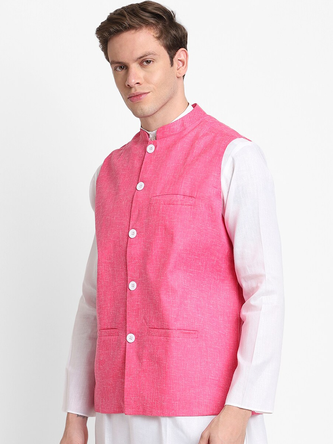 

DEVOILER Men White Kurta with Pyjamas