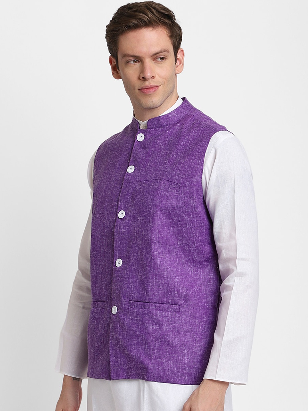 

DEVOILER Men White Kurta with Pyjamas