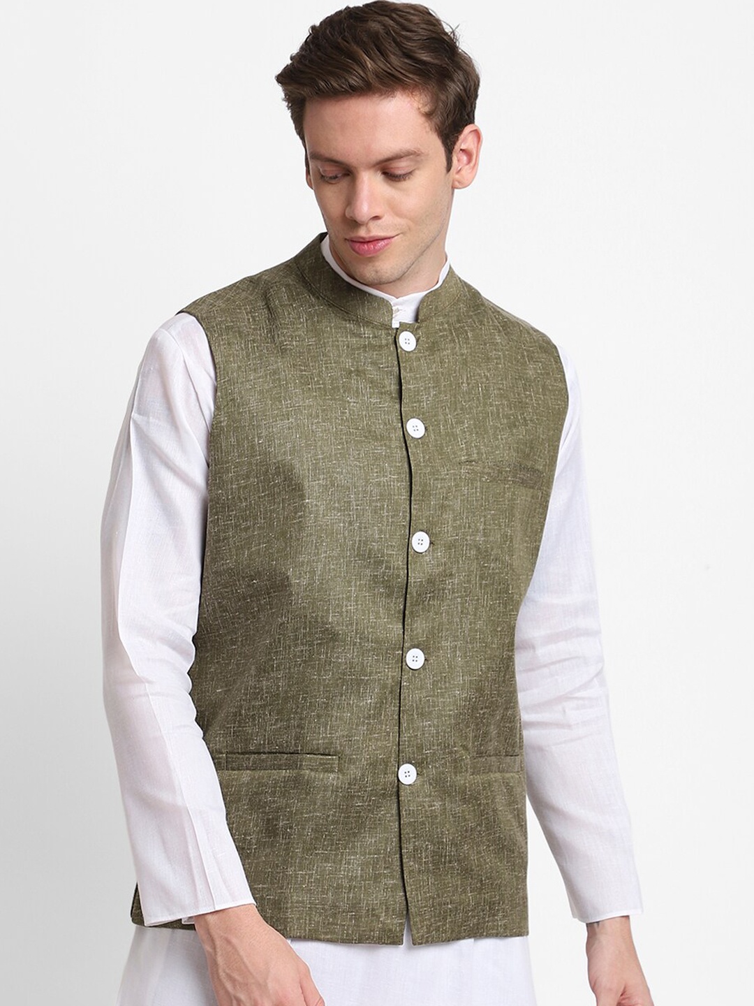 

DEVOILER Men White Kurta with Trousers