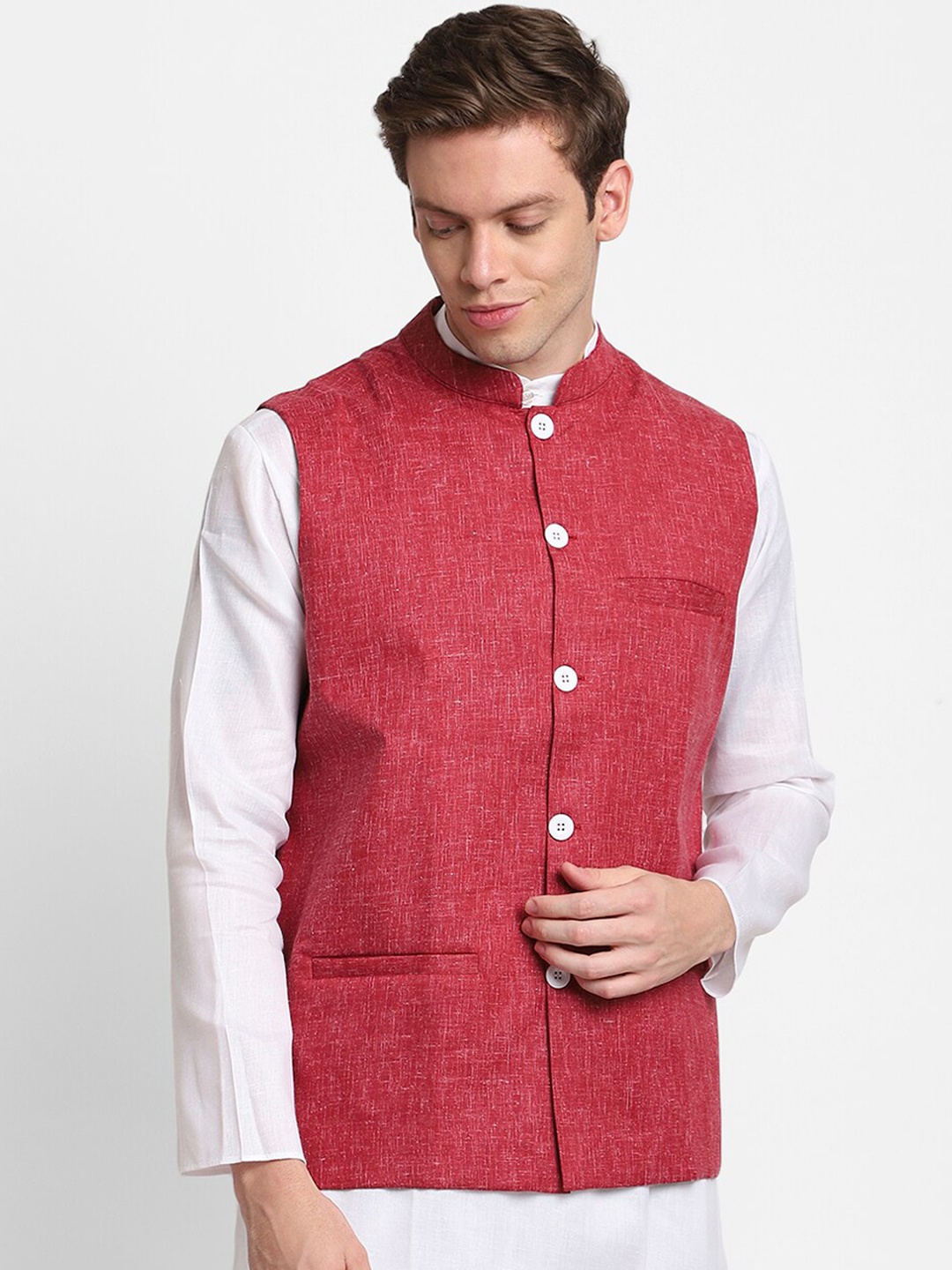 

DEVOILER Men White Kurta with Pyjamas