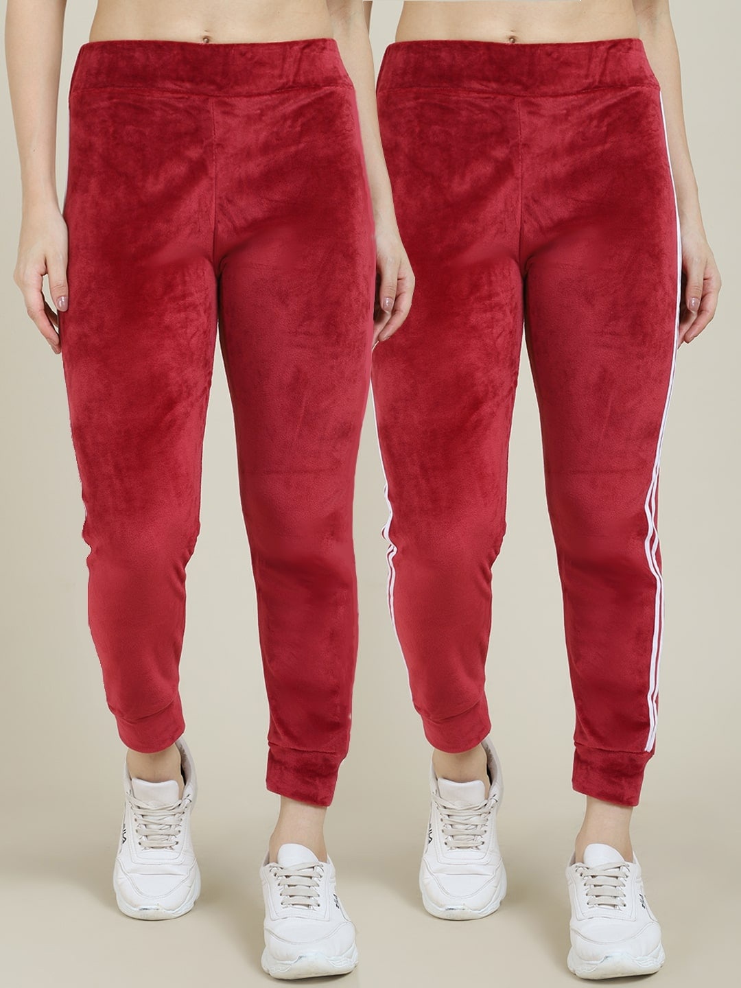 

Miaz Lifestyle Women Pack Of 2 Red Solid Relaxed Fit Joggers