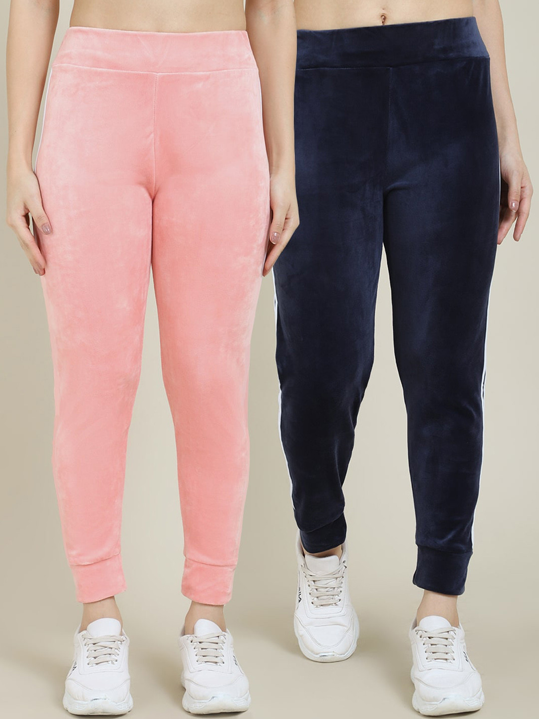 

Miaz Lifestyle Women Pack Of 2 Solid Relaxed-Fit Joggers, Pink