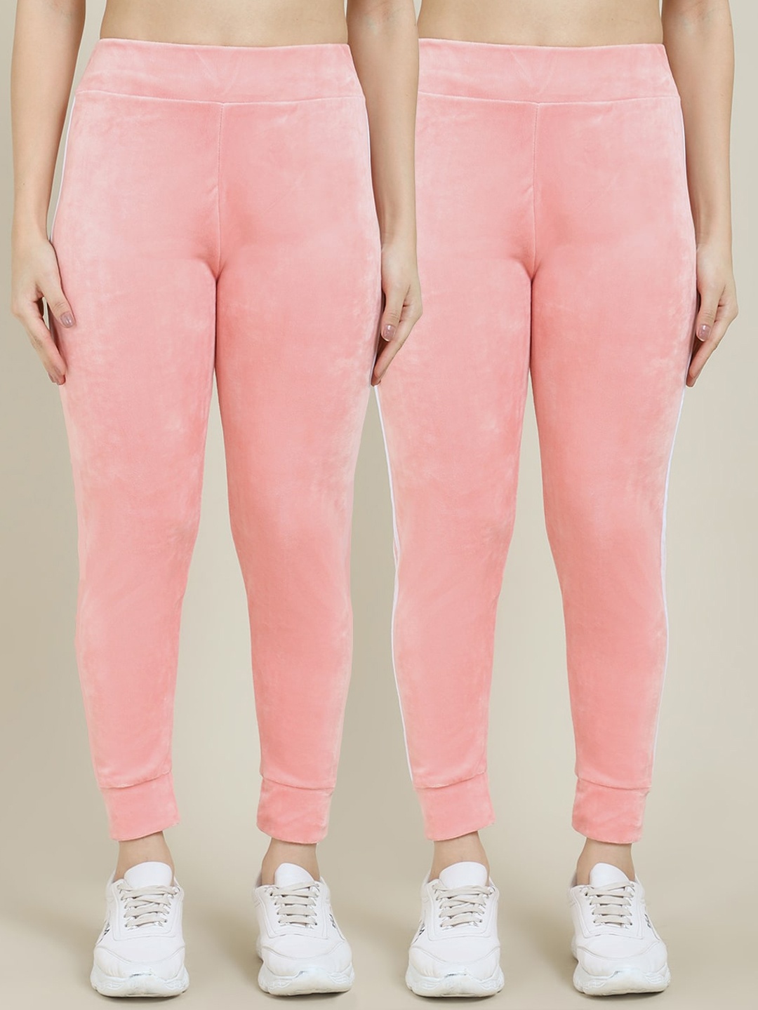 

Miaz Lifestyle Women Pack Of 2 Peach Solid Cotton Track Pants