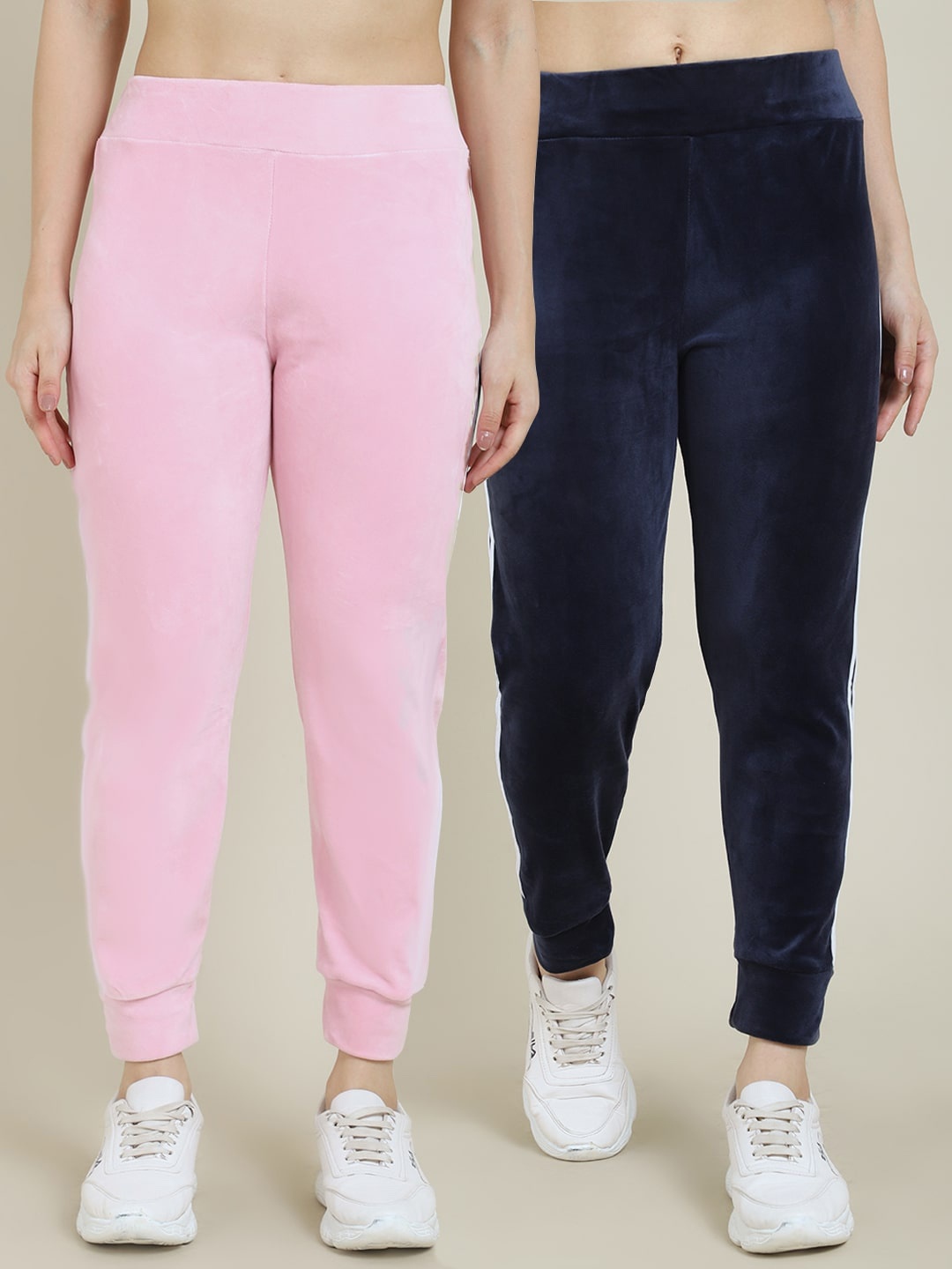 

Miaz Lifestyle Women Pack Of 2 Solid Relaxed Joggers, Pink