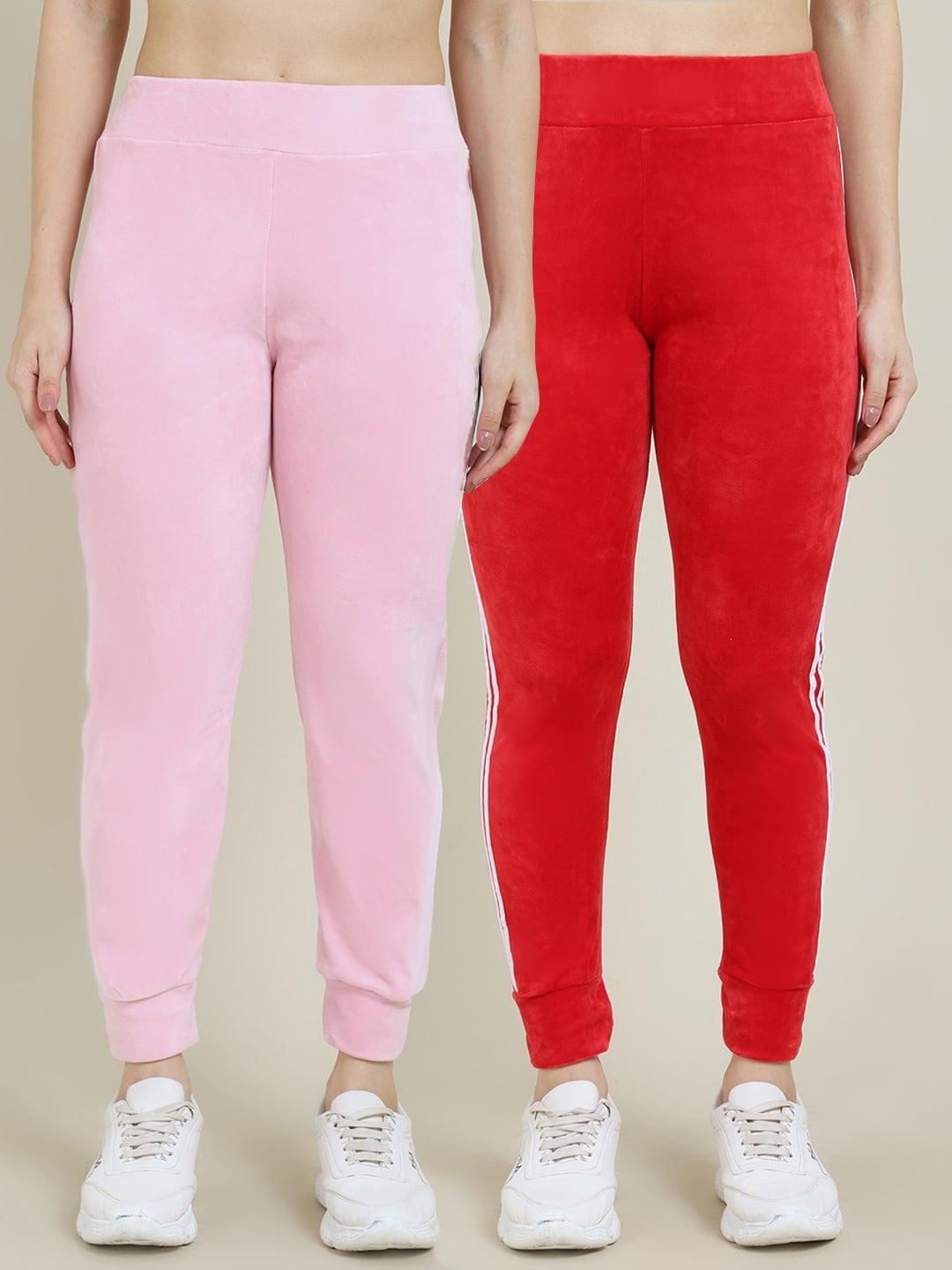 

Miaz Lifestyle Women Pack Of 2 Solid Relaxed-Fit Joggers, Red