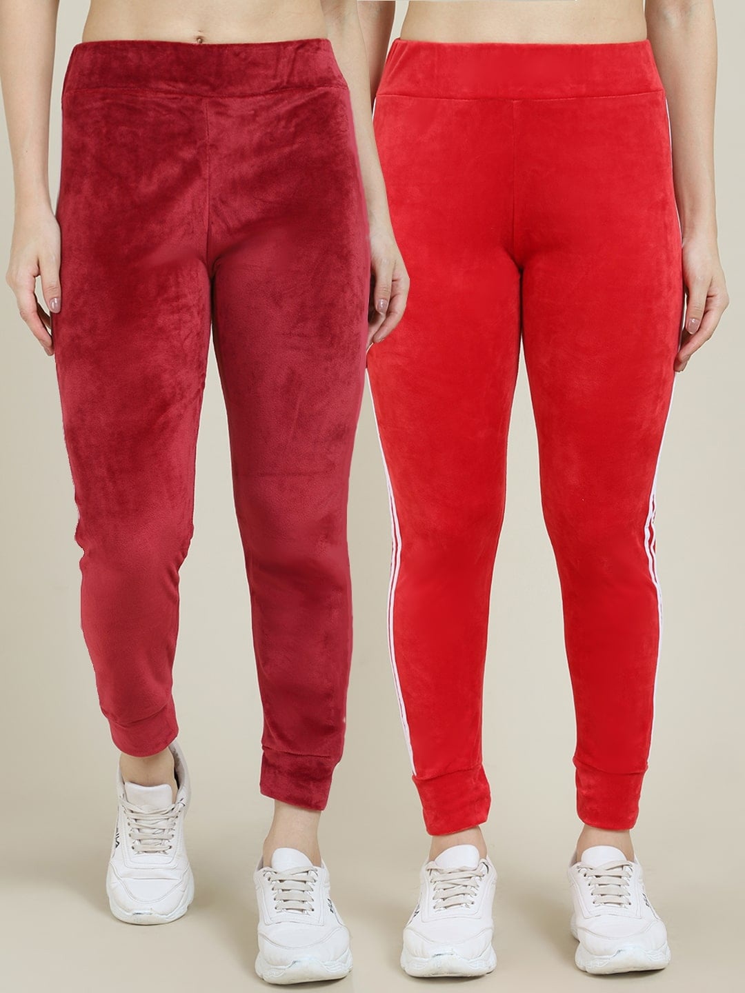 

Miaz Lifestyle Women Pack Of 2 Solid Joggers, Red