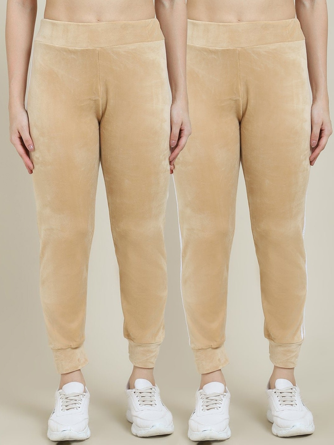 

Miaz Lifestyle Pack Of 2 Women Beige Colored Solid Relaxed-Fit Joggers