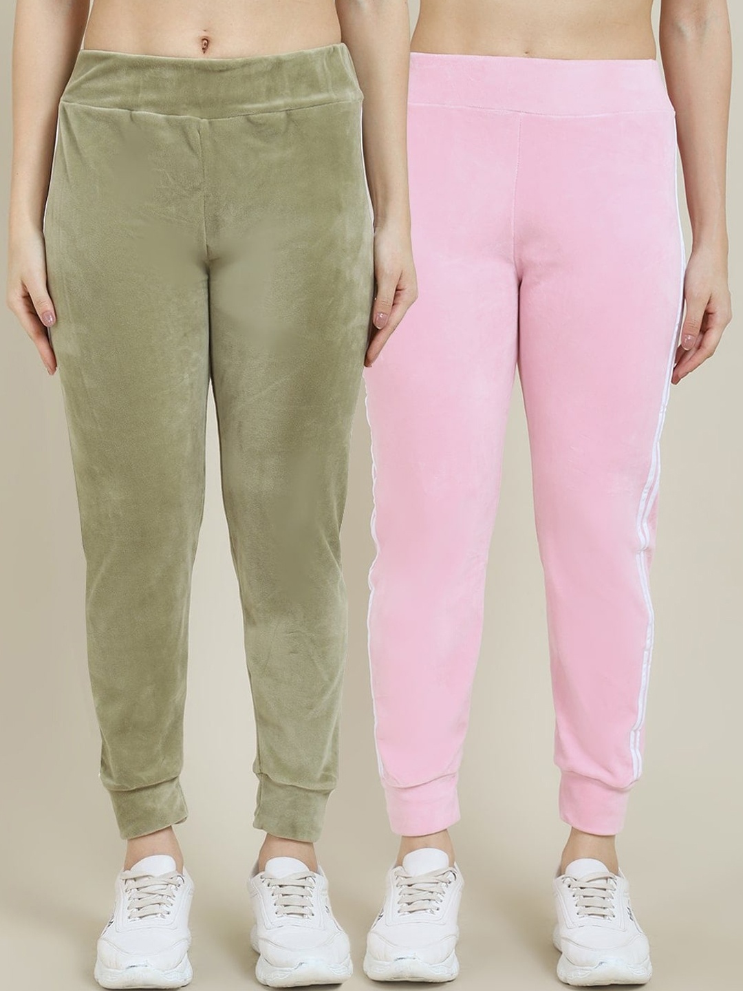 

Miaz Lifestyle Women Pack of 2 Solid Velvet Track Pants, Multi