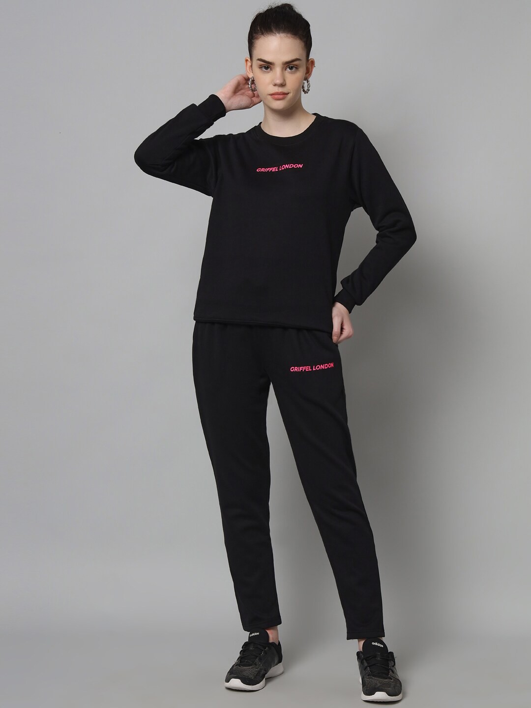 

GRIFFEL Women Black Solid Tracksuits