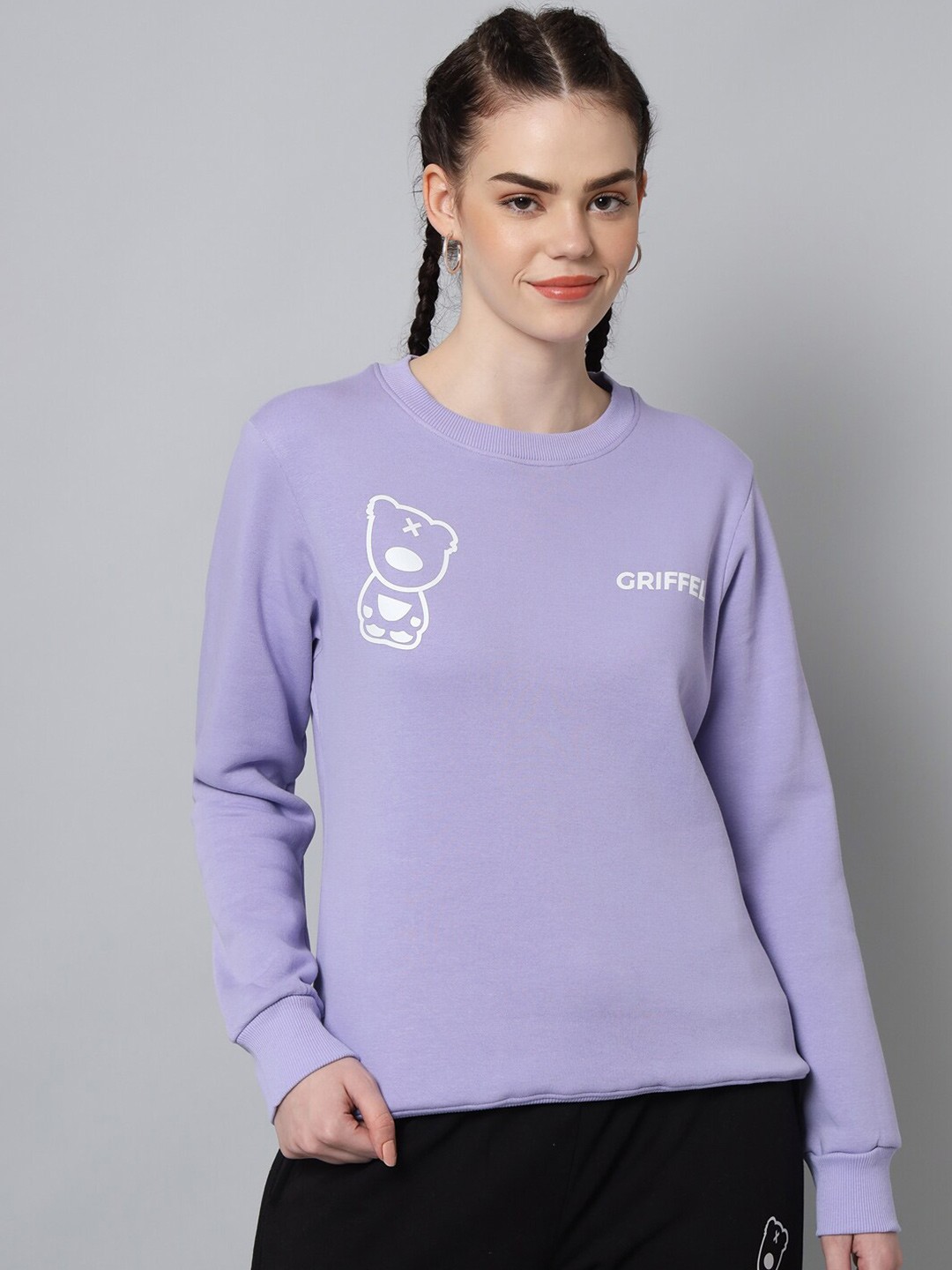

GRIFFEL Women Purple Printed Sweatshirt