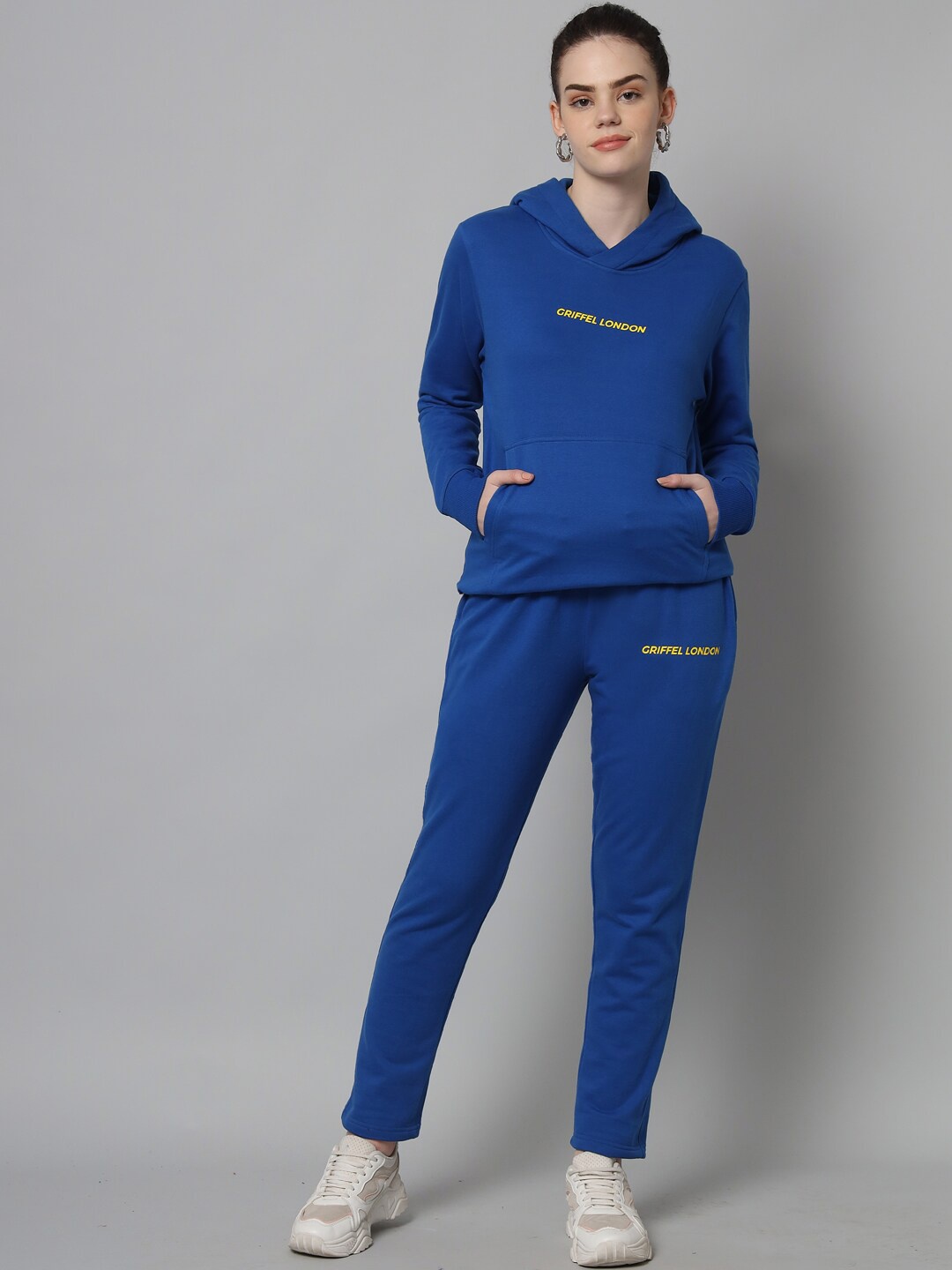 

GRIFFEL Women Blue Solid Hooded Tracksuit